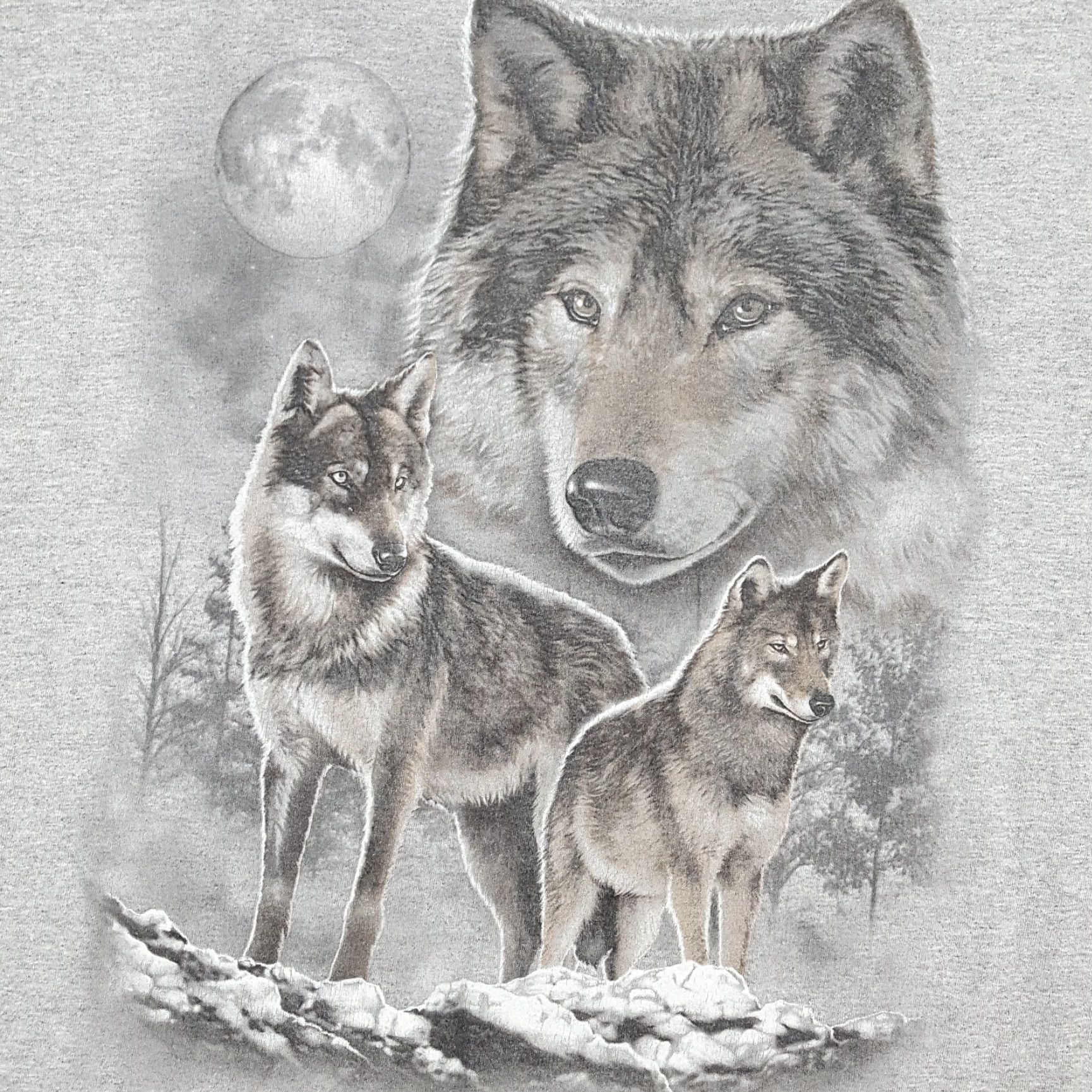 Vintage VINTAGE ODM Winter Moon Wolf T-Shirt Mens XL Gray Cotton Embroidered Logo 00s Y2K Animal Nature Dogs Retro Vintage Shirt Mens XL Gray Size US XL / EU 56 / 4 - 3 Thumbnail