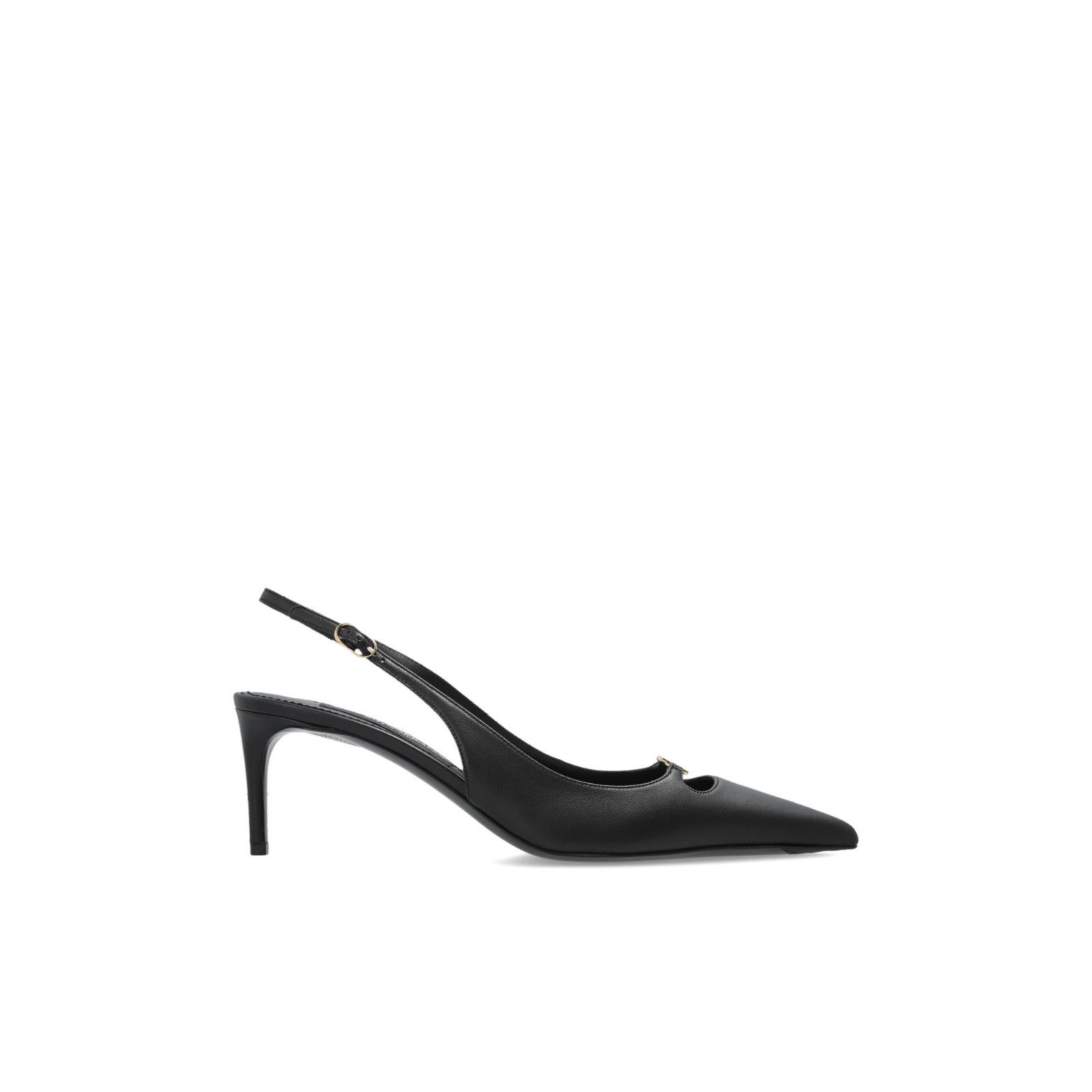 DOLCE&GABBANA Lollo Black Leather 75mm Heel Mules New & Auth