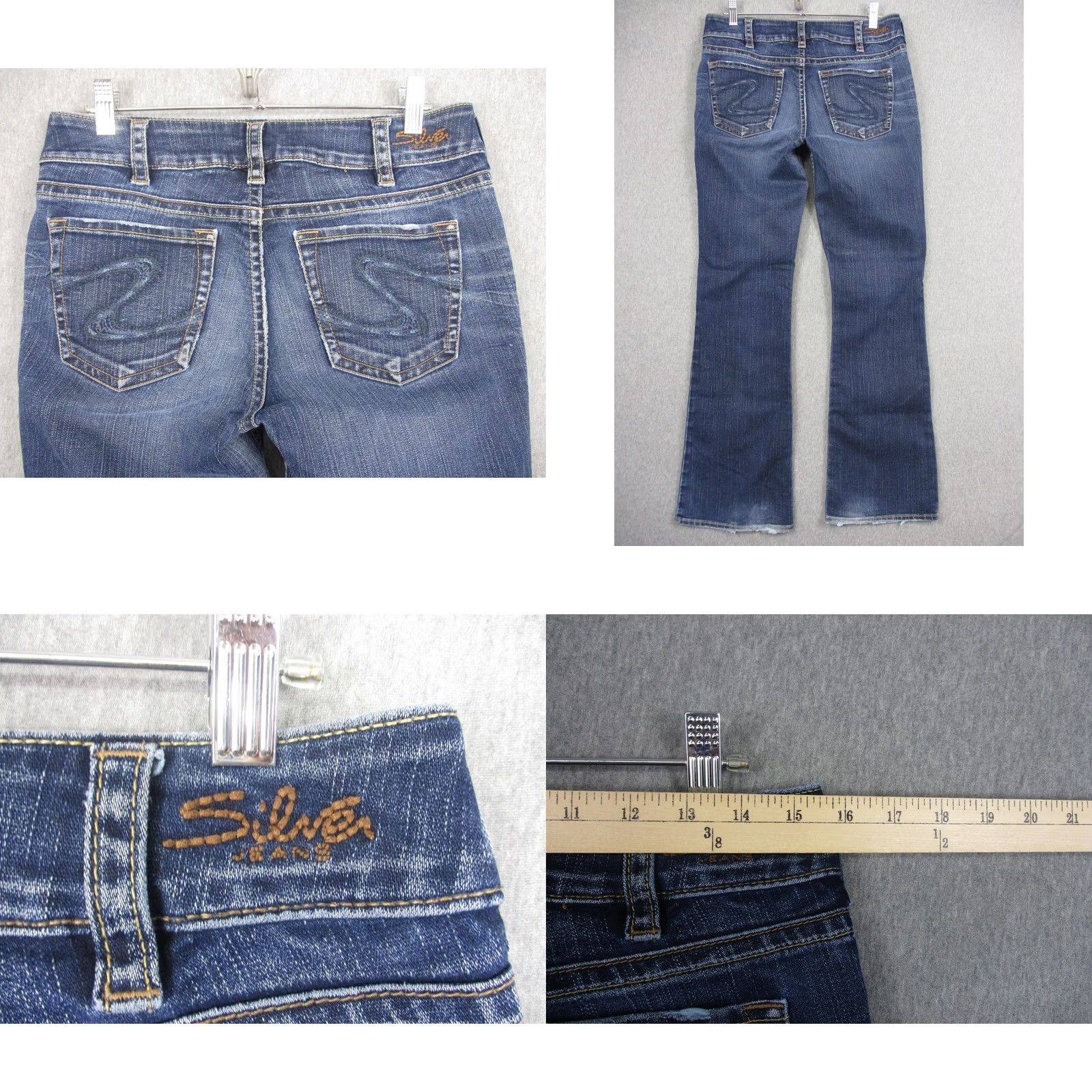 Silver Jeans Co. Silver Jeans Co Womens Suki Bootcut Jeans Medium Wash Blue W30x32 Distressed Size 30" / US 8 / IT 44 - 8 Thumbnail