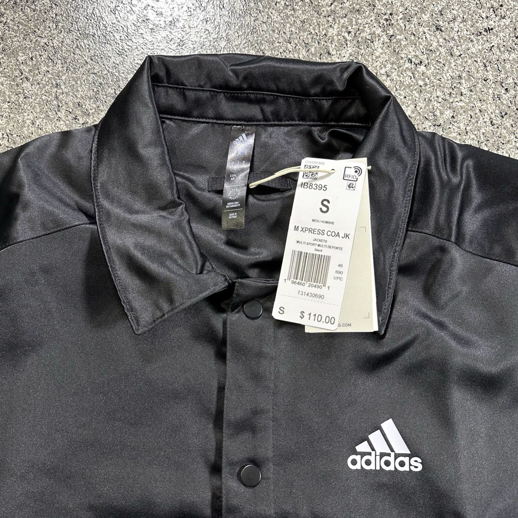 Adidas Adidas Jacket Mens S Originals Satin Coaches Black Solid Snap Sportswear IB8395 Size US S / EU 44-46 / 1 - 2 Thumbnail