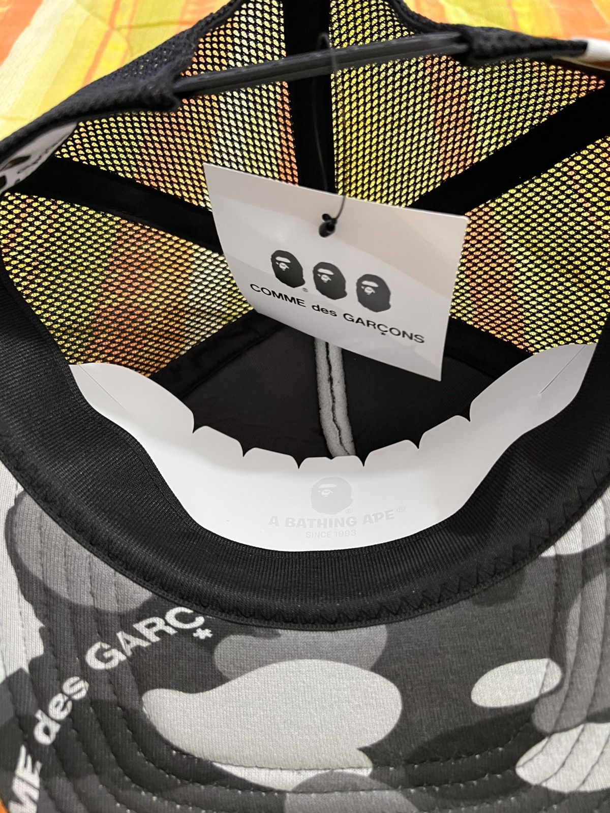 Bape x CDG Osaka Camo Mesh Cap Black comme des garçons