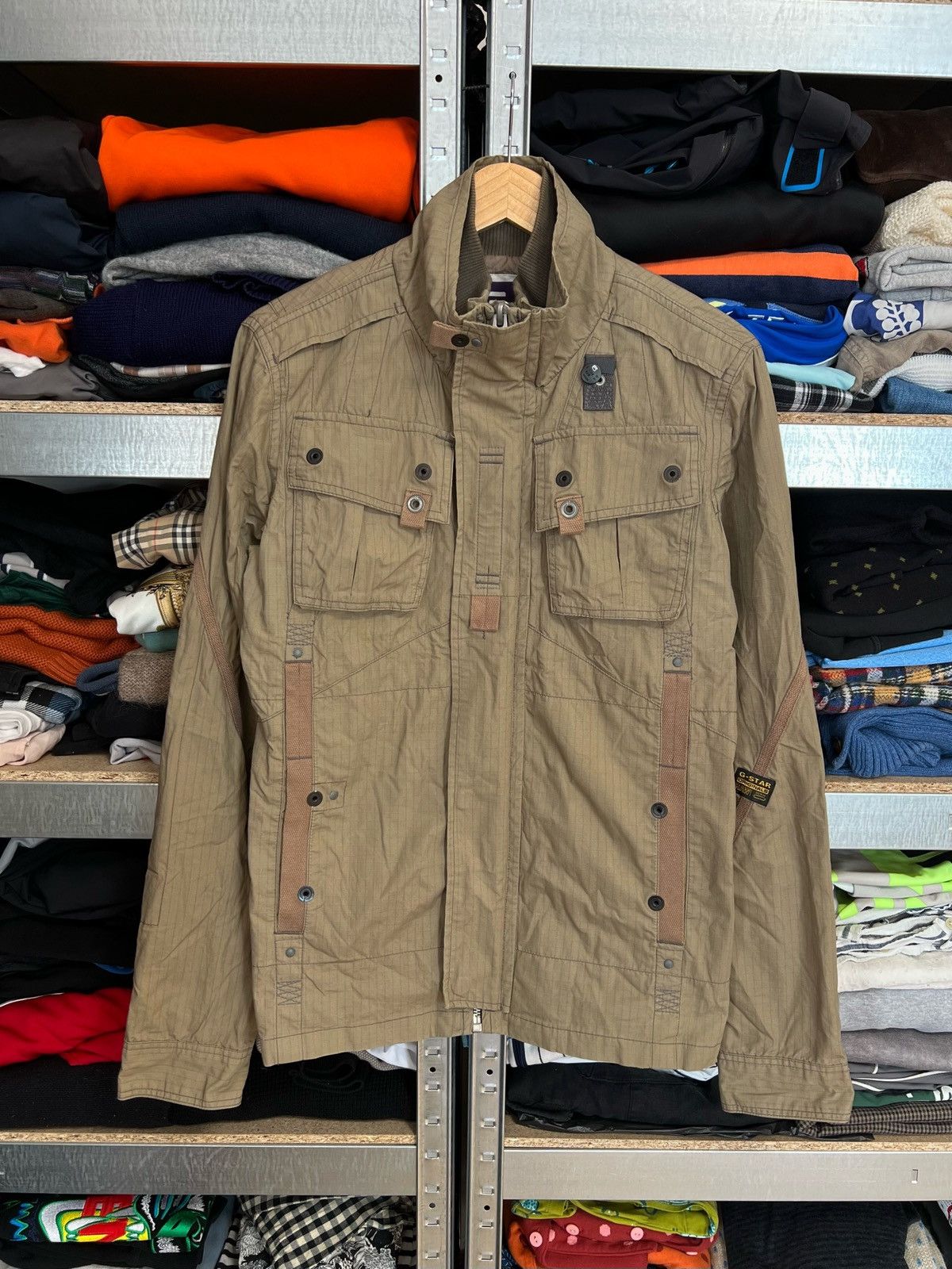 G Star Raw Overshirt Cargo Military Multipocket Jacket Sz M
