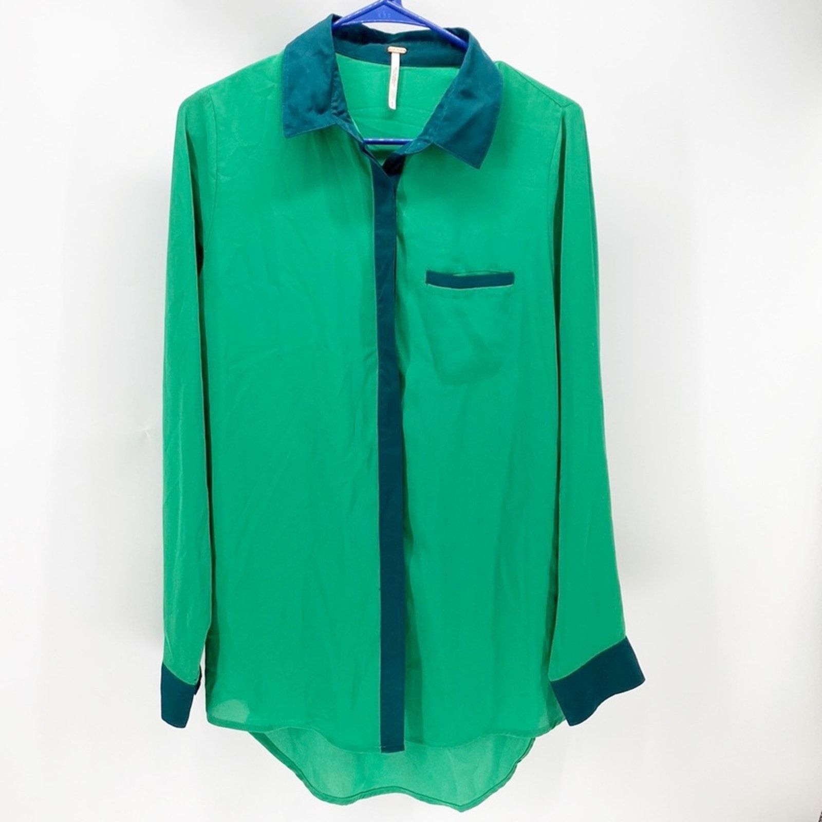 Free People Free People Two Tone Green Tunic Shirt longline size S Size S / US 4 / IT 40 - 1 Thumbnail