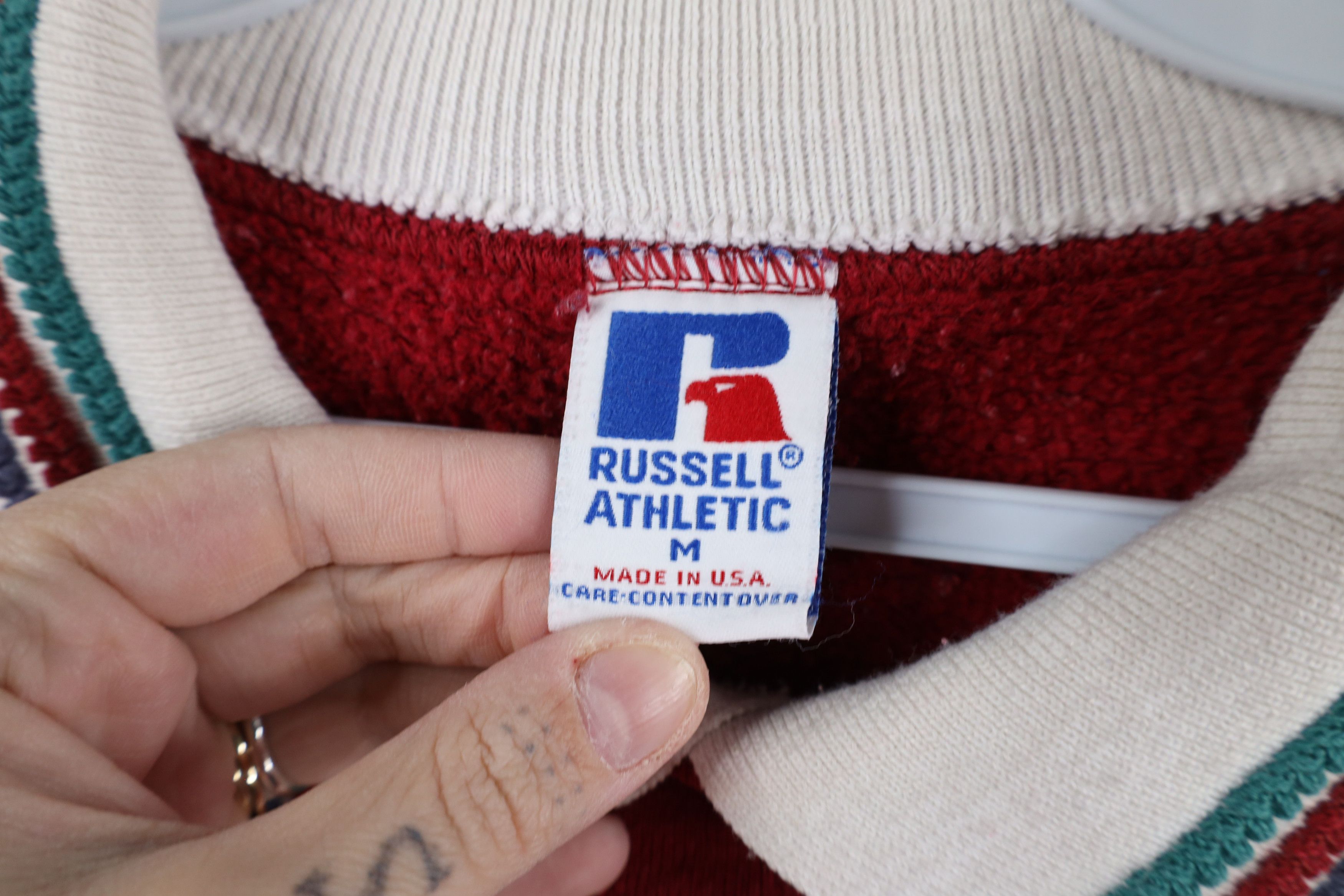 Russell Athletic × Vintage Vintage 90s Russell Athletic Rabbit Collared Sweatshirt USA Size M / US 6-8 / IT 42-44 - 11 Thumbnail