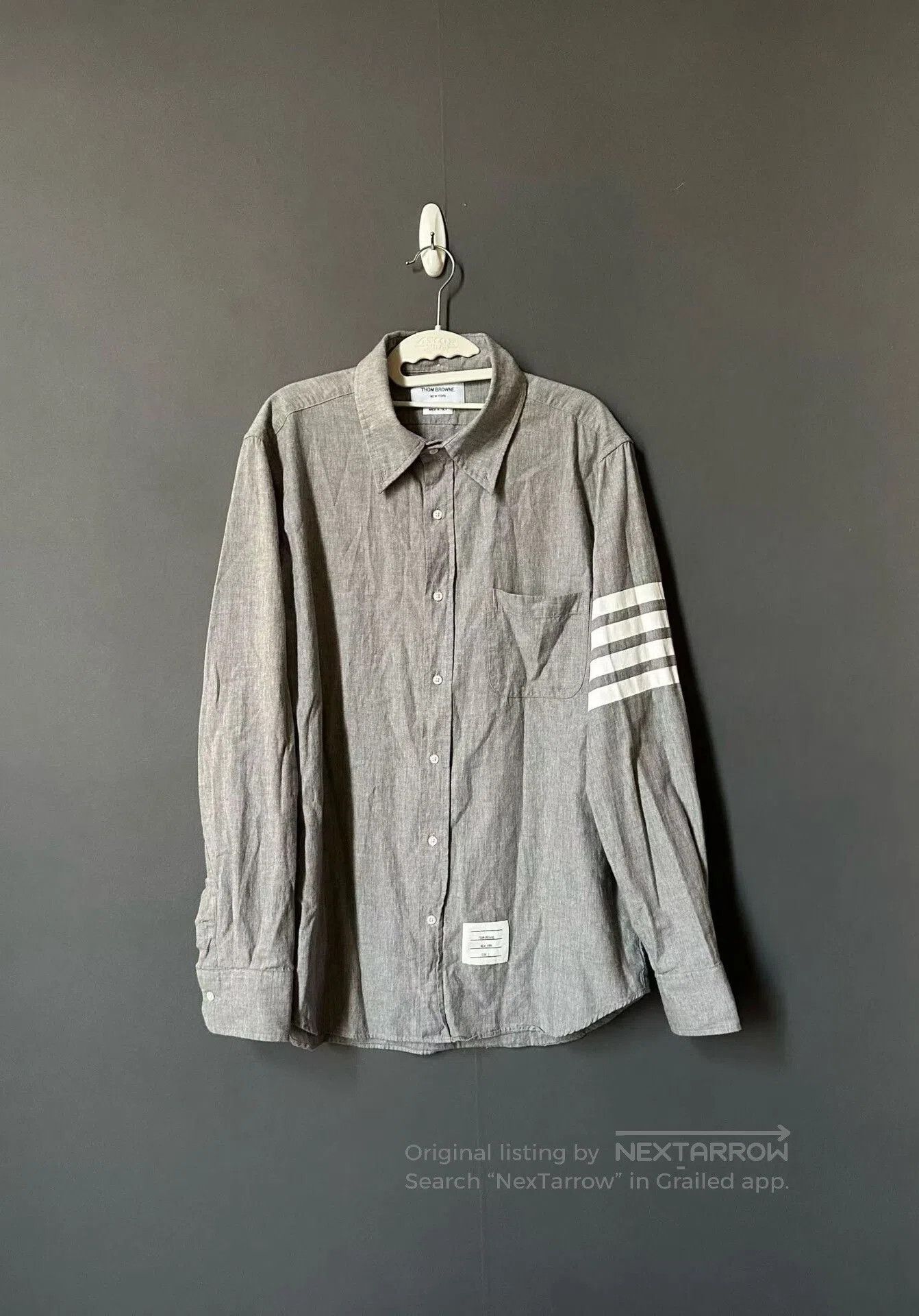 Thom Browne Thom Browne Gray Sleeve Logo Shirt. Size US L / EU 52-54 / 3 - 1 Thumbnail