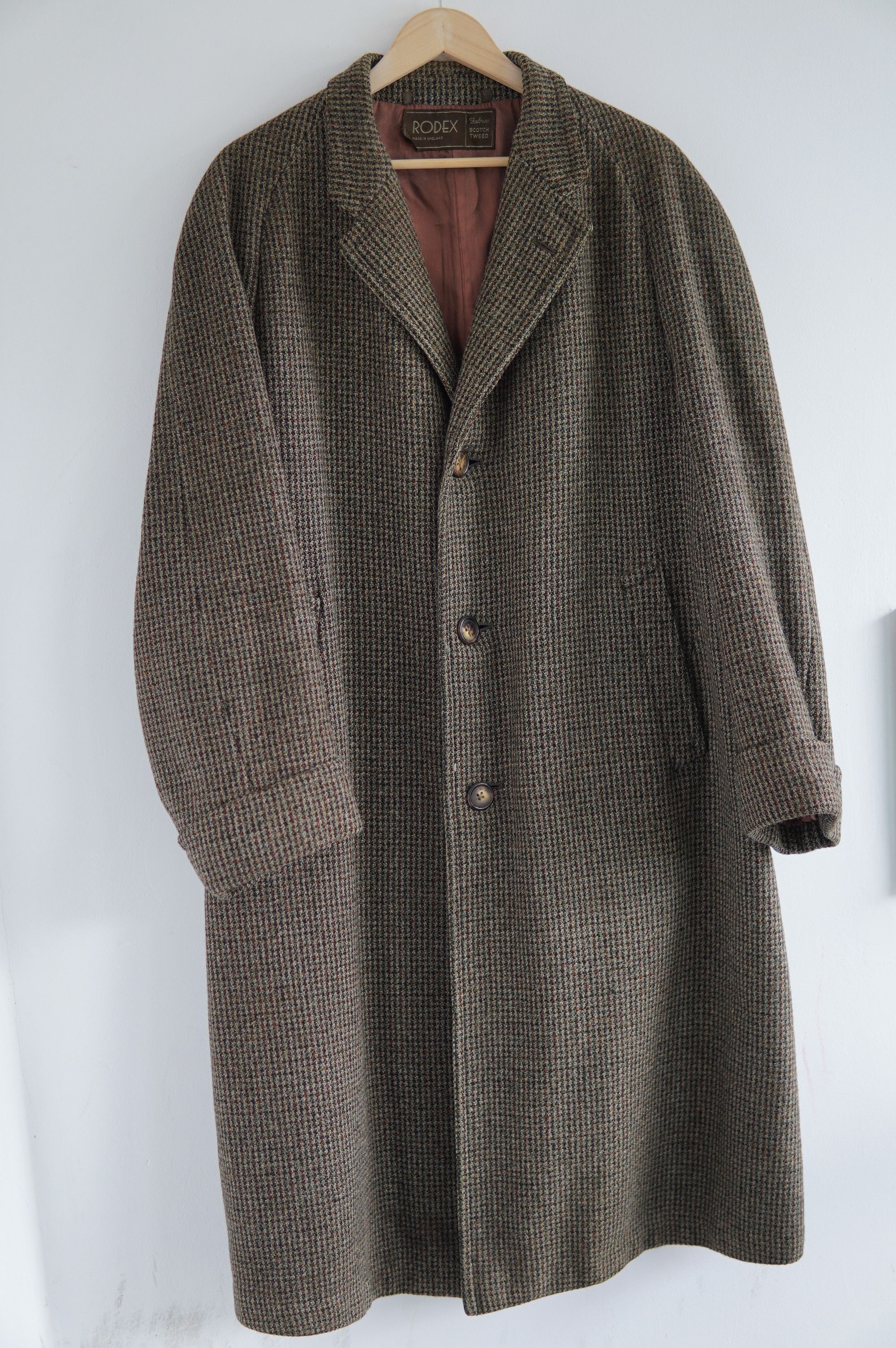 Vintage Heavy Ernest Clough Scotish Tweed Coat in Brown, Men's (Size M) — image 4 of 6