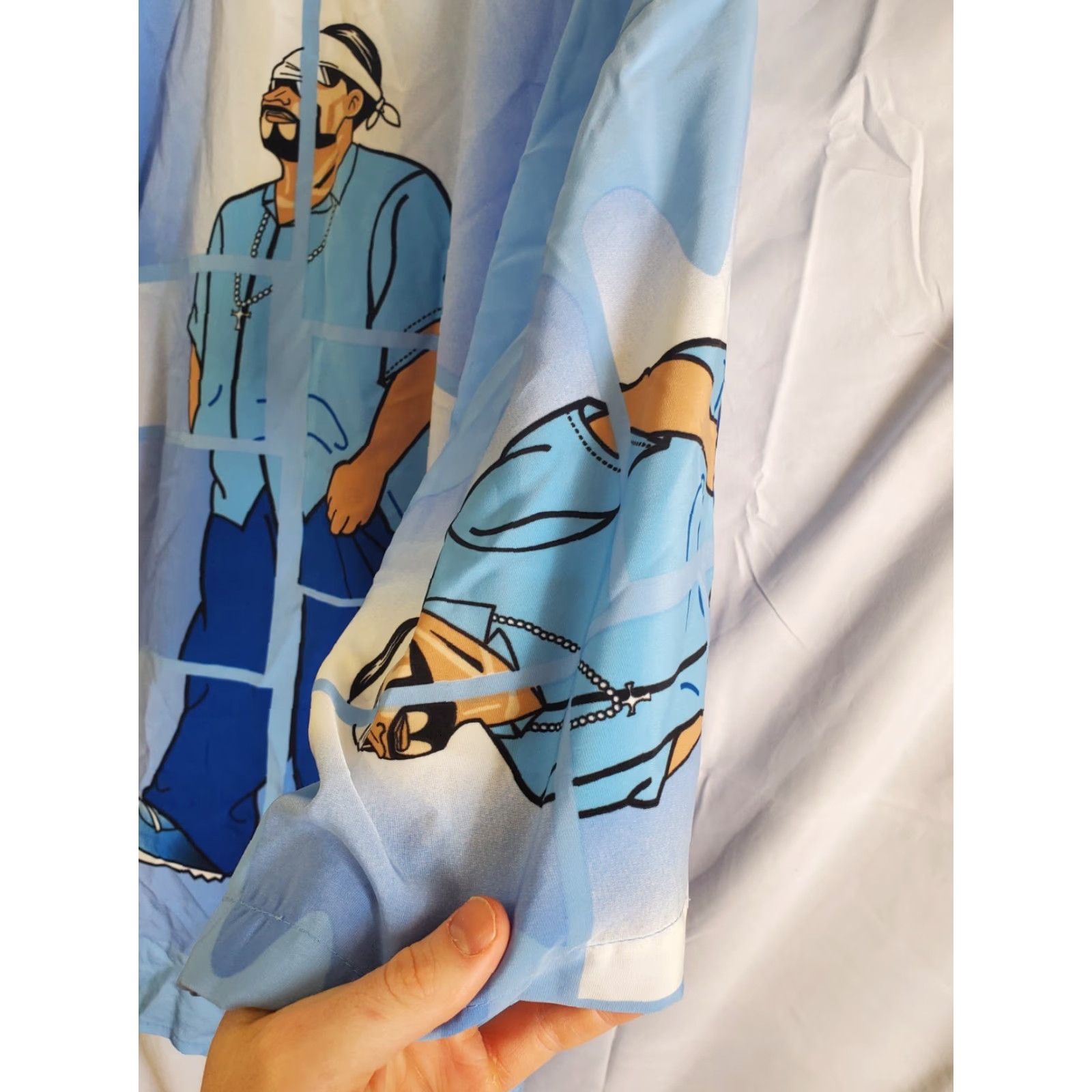 Vintage Blue Boy Men's Shirt XL Button-Up AOP Graphic Print Gangster Hip Hop Streets Casual Button-Down Long Sleeve Polyester Blue Size US XL / EU 56 / 4 - 7 Thumbnail