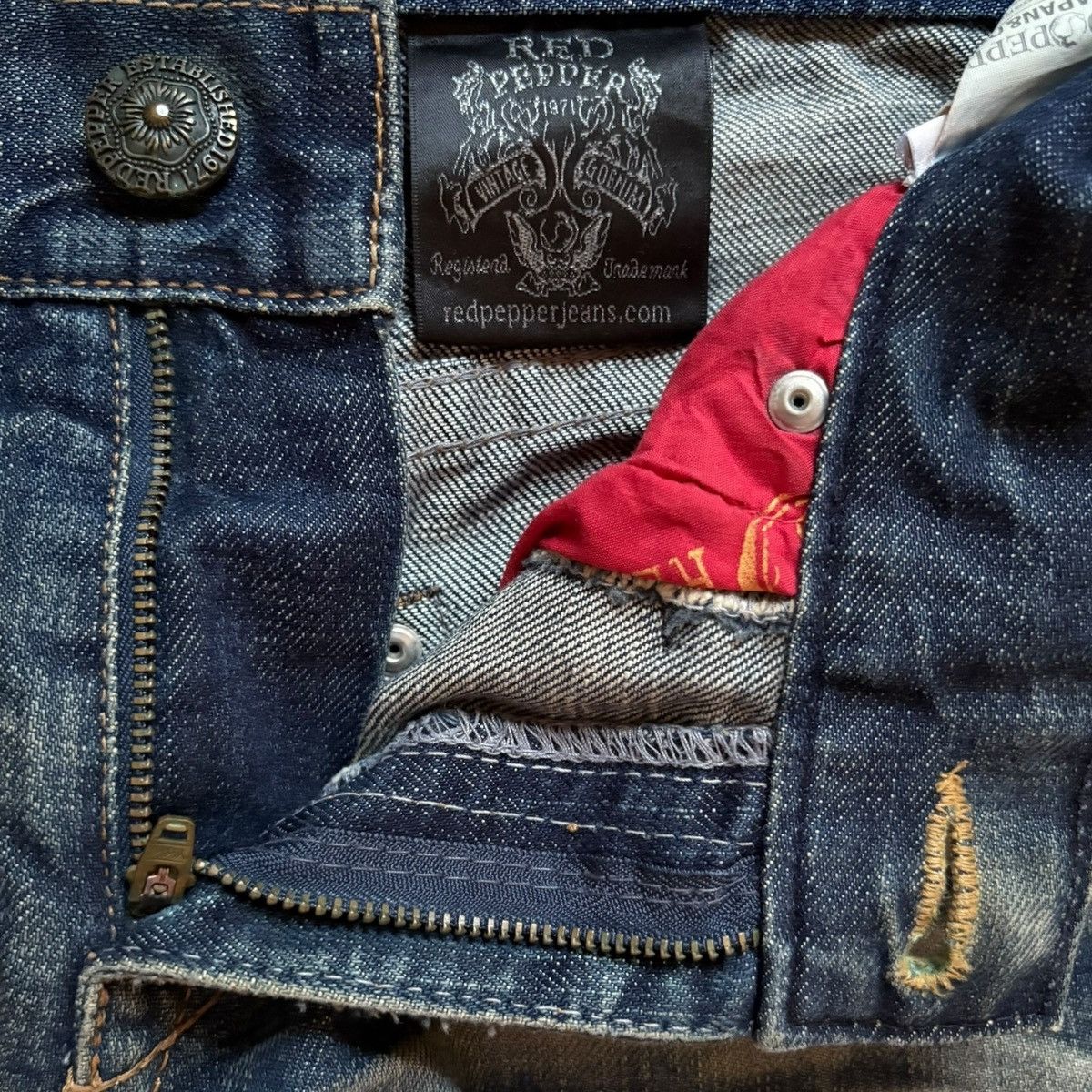 Dsquared2 Vintage Red Pepper Rusty Mud Wash Tactical Rip Jeans Size US 31 - 9 Thumbnail