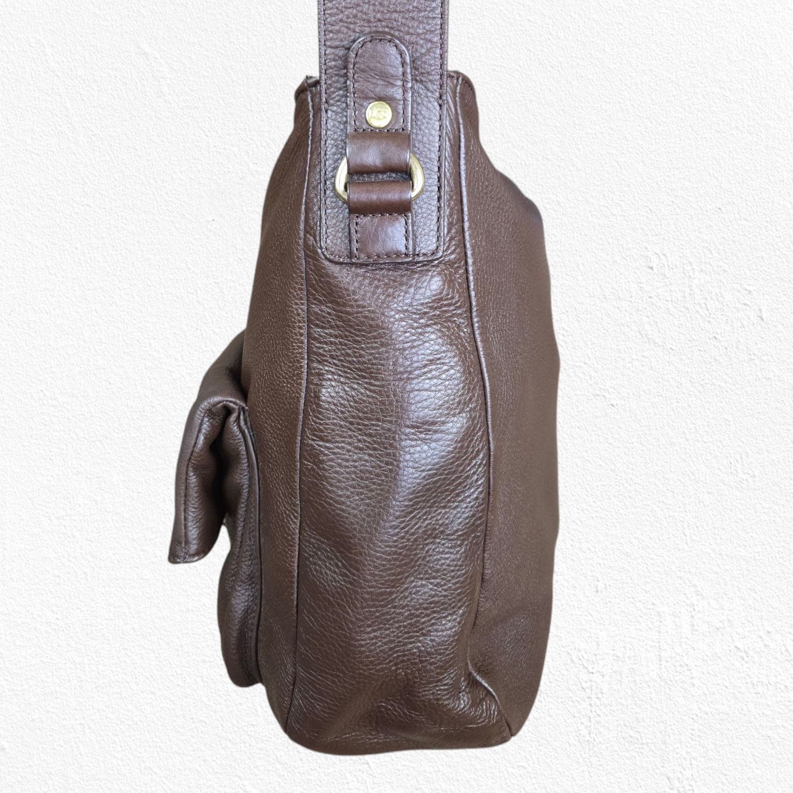 Ugg Y2K UGG Pebbled Leather Chocolate Brown Slouchy Tote Size ONE SIZE - 10 Thumbnail