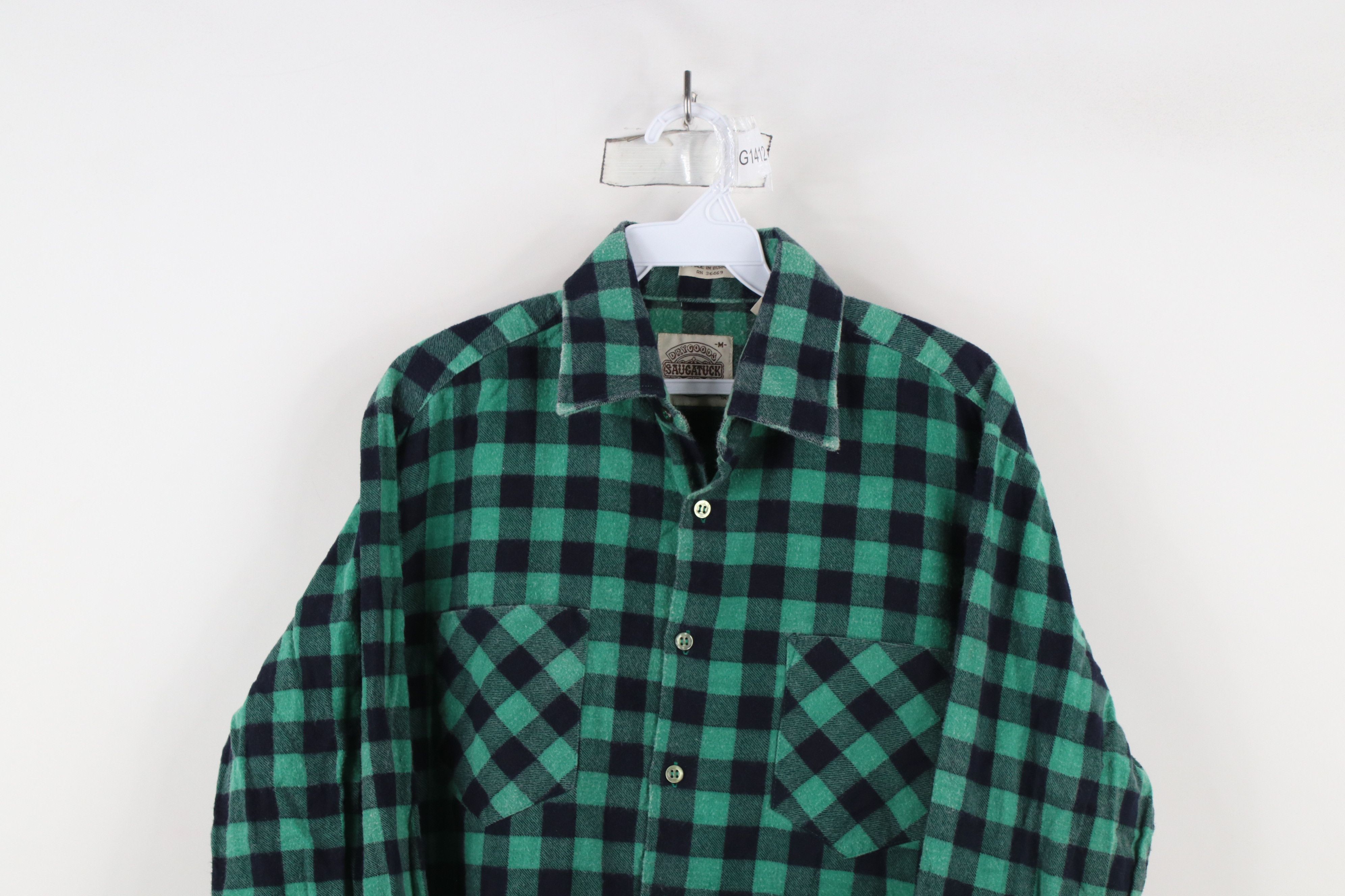 Vintage Vintage 90s Streetwear Flannel Collared Button Shirt Green Size US M / EU 48-50 / 2 - 2 Thumbnail