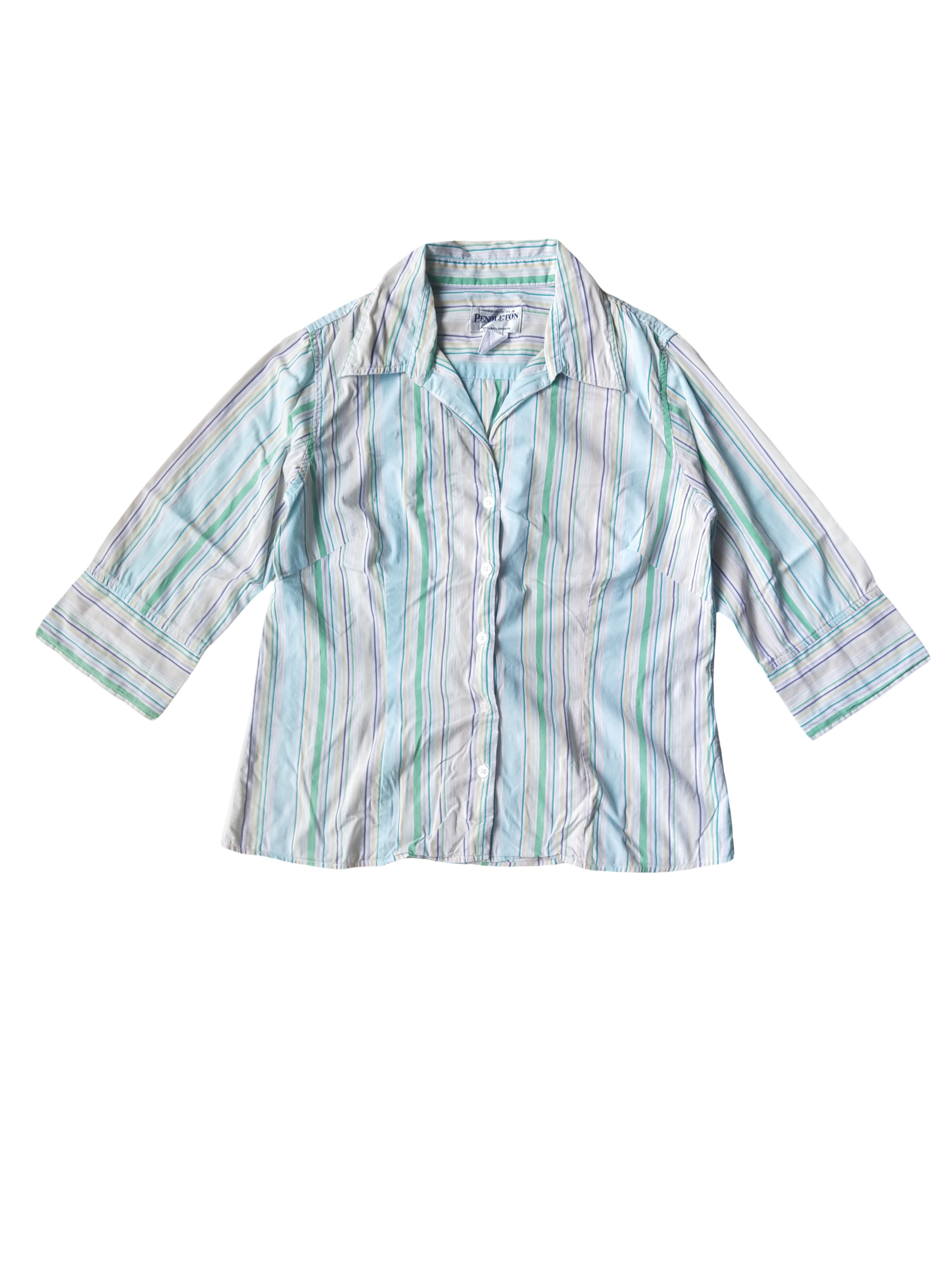 Pendleton Pendleton Pastel Striped 3/4 Sleeve Button Up Blouse Size S / US 4 / IT 40 - 1 Thumbnail