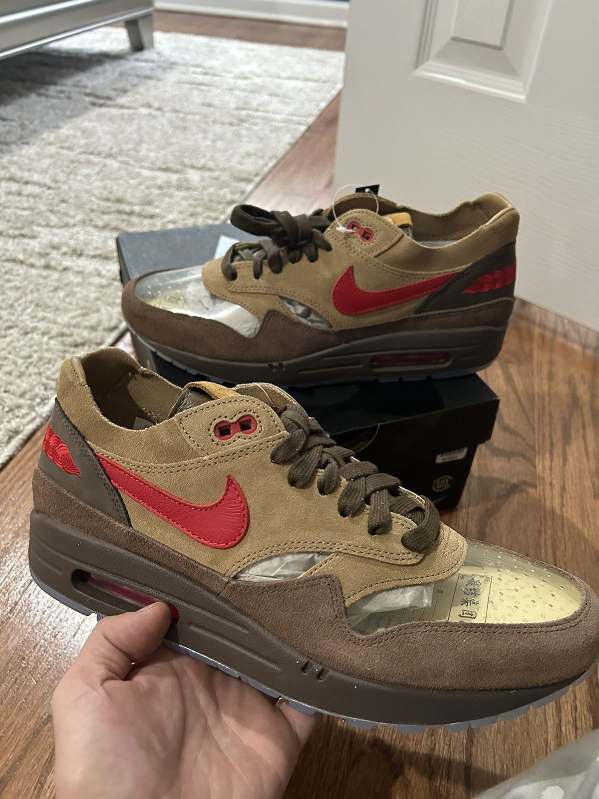image of Nike Air Max 1 Clot Kiss Of Death Shoes in Brown, Men's (Size 10)