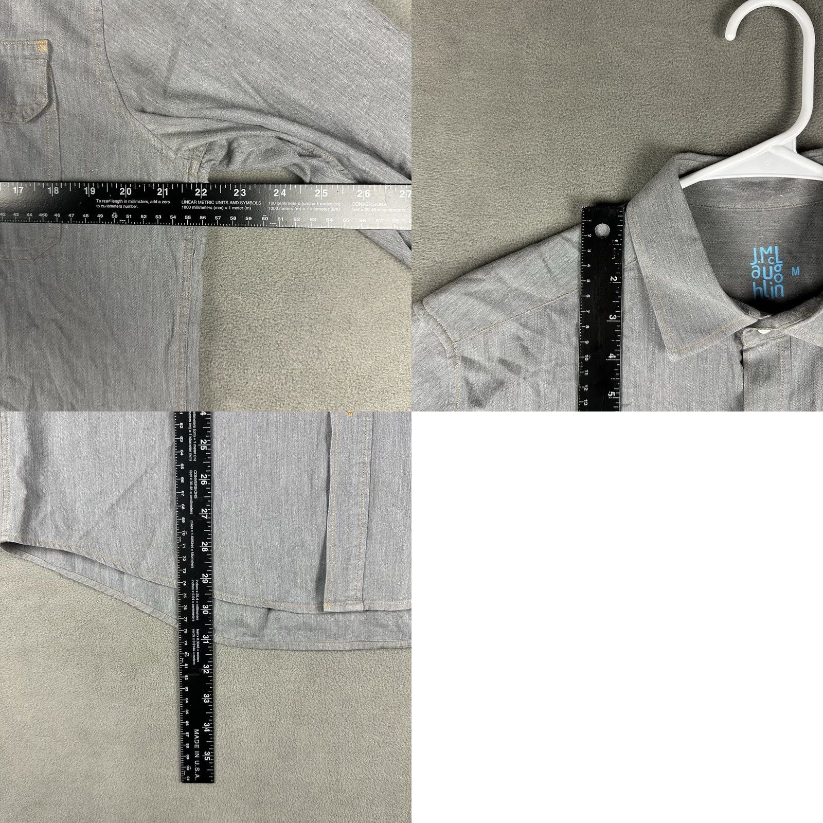 J.McLaughlin J McLaughlin Shirt Mens M Gray Chambray Denim Long Sleeve Button Up EUC Size US M / EU 48-50 / 2 - 8 Thumbnail