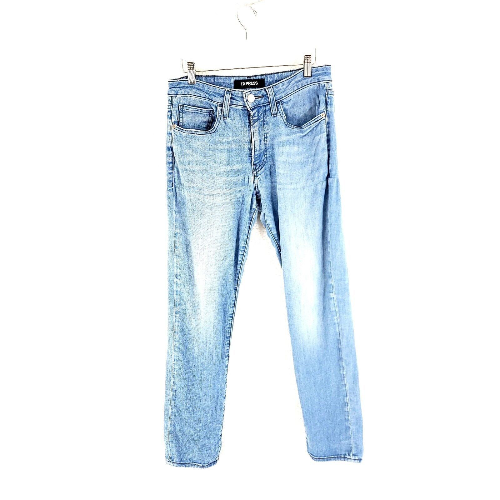Express DAMAGED Express Light Blue Stone Wash Whisker Mid Rise Denim Size US 30 / EU 46 - 1 Thumbnail