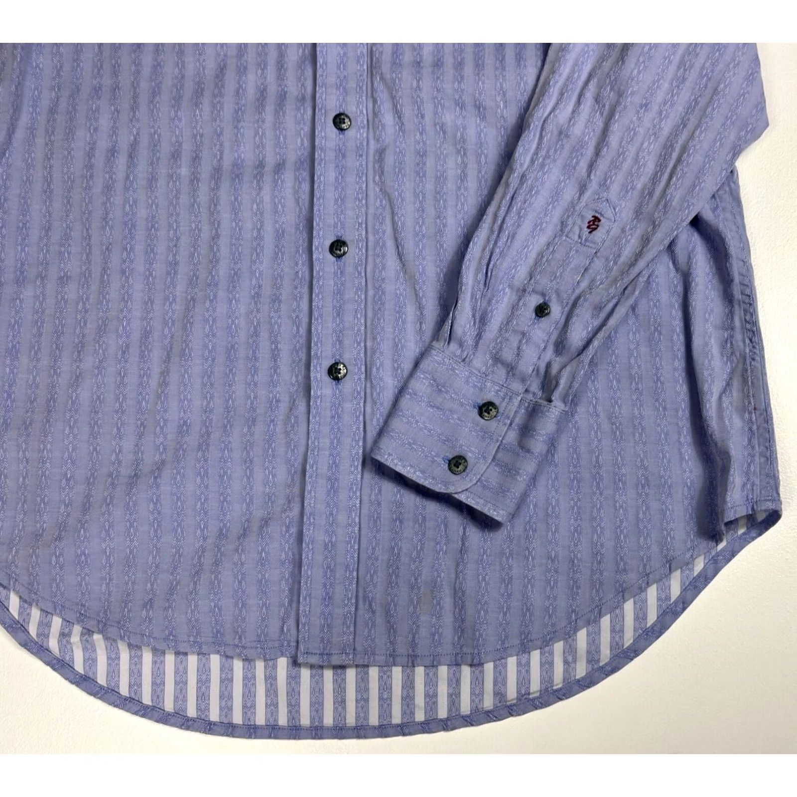 Robert Graham Robert Graham Button-Up Shirt Mens Striped Size M Violet 100% Cotton Woven Long Sleeve, Collared, Regular Fit, XS? Size US M / EU 48-50 / 2 - 7 Thumbnail