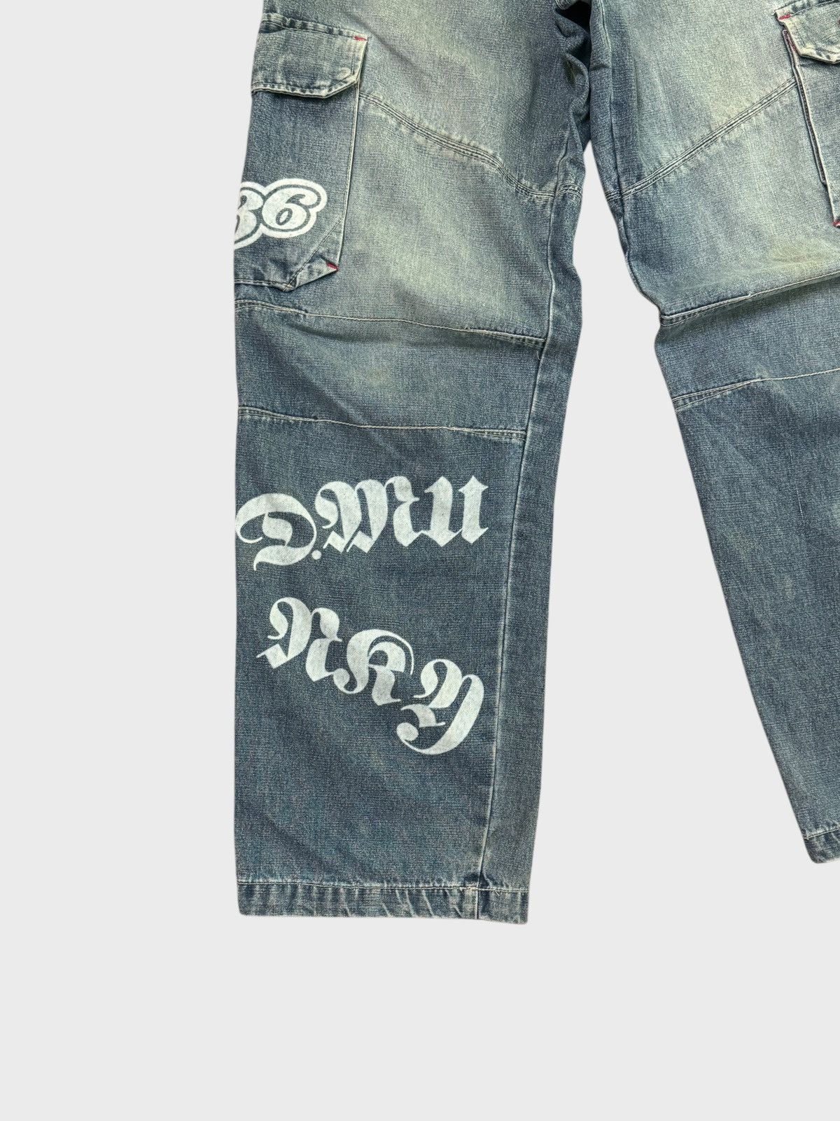 Japanese Brand BAGGY DRUNKNMUNKY CARGO SKULL PATCHES SPELLOUT DENIM Size US 27 - 7 Thumbnail
