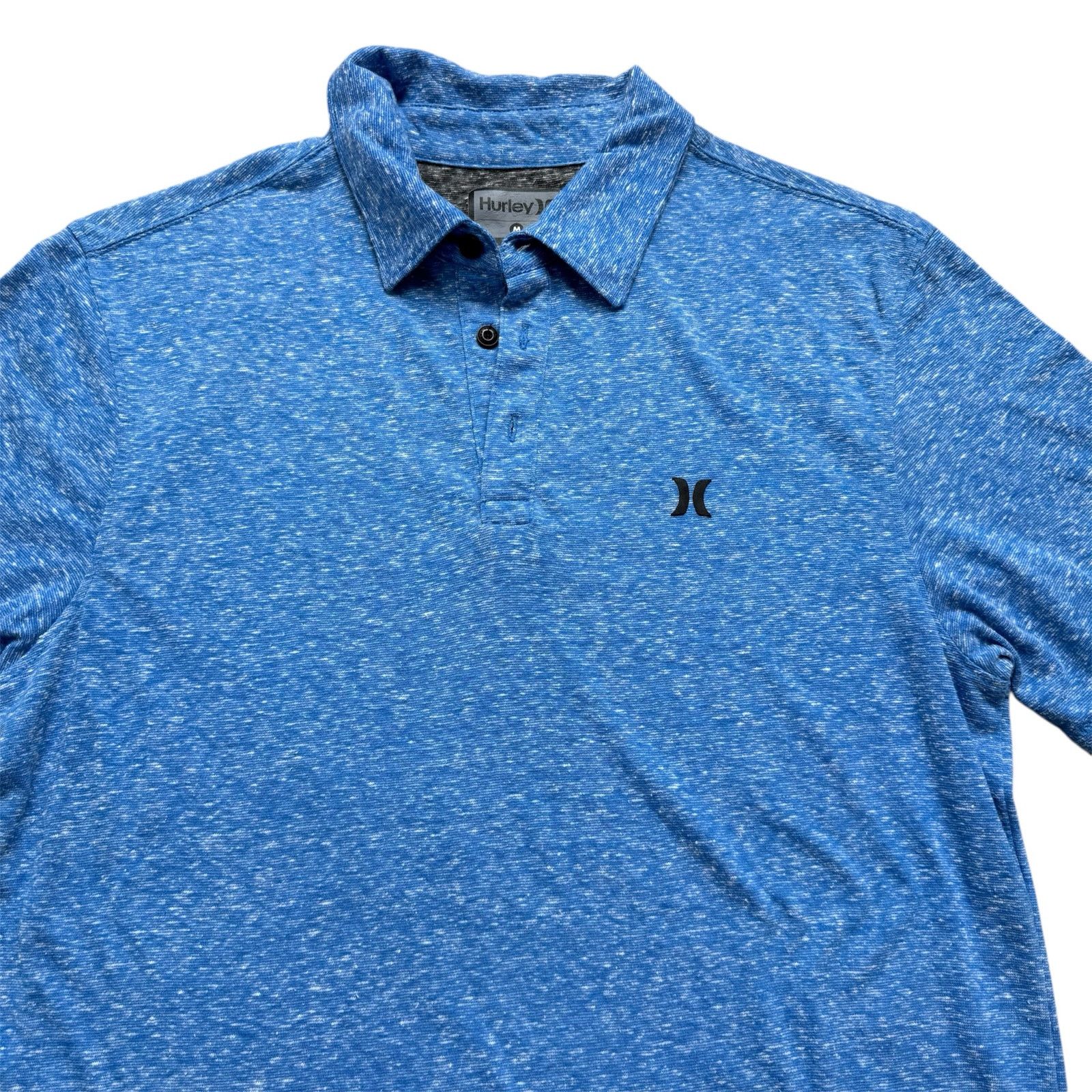 Hurley Mens M Hurley Heather Blue Short Sleeve Button Up Polo Shirt Size US M / EU 48-50 / 2 - 2 Thumbnail