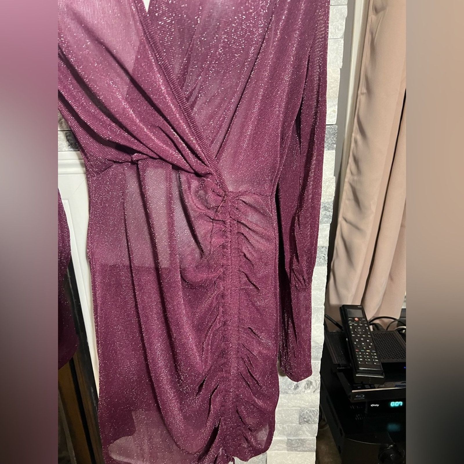 & Other Stories Women’s Purple Sparkly Sequin Ruched Bodycon Dress – Size L Size L / US 10 / IT 46 - 5 Thumbnail