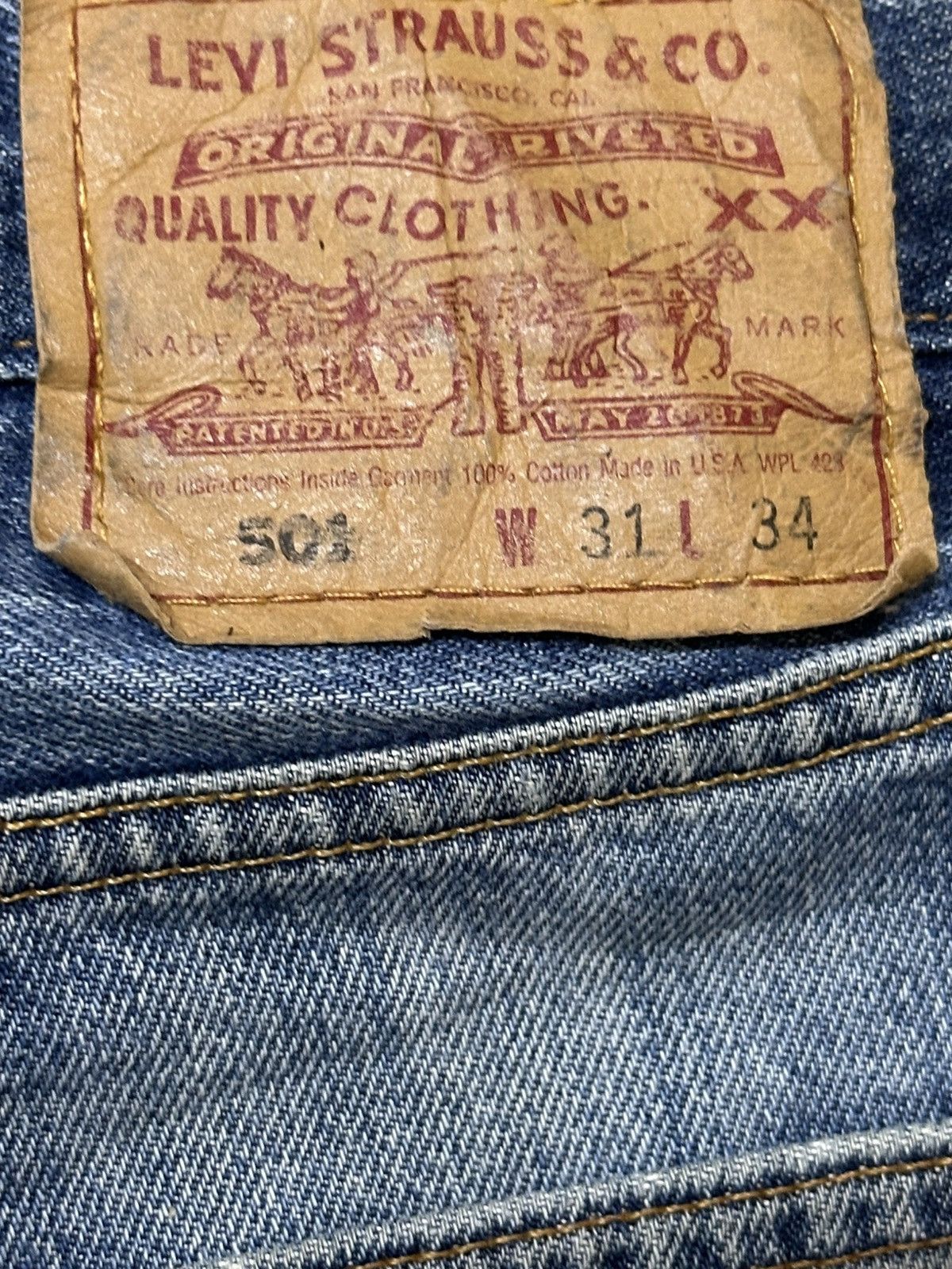 Levi's Vintage 90s Levis 501 Blue Faded Wash Distress Style Jeans Size US 31 - 9 Thumbnail