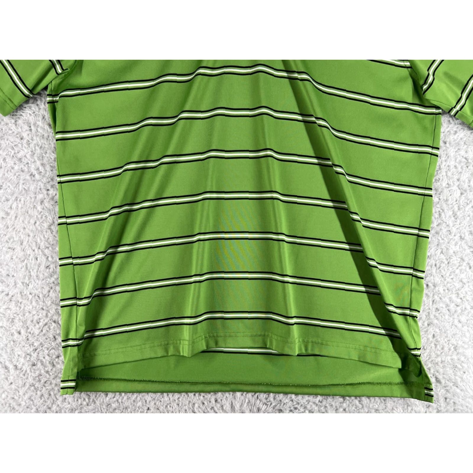 Izod IZOD Polo Shirt Mens XL Green White Stripe Polo Shirt Golf Workwear 100% Polyester Size US XL / EU 56 / 4 - 5 Thumbnail