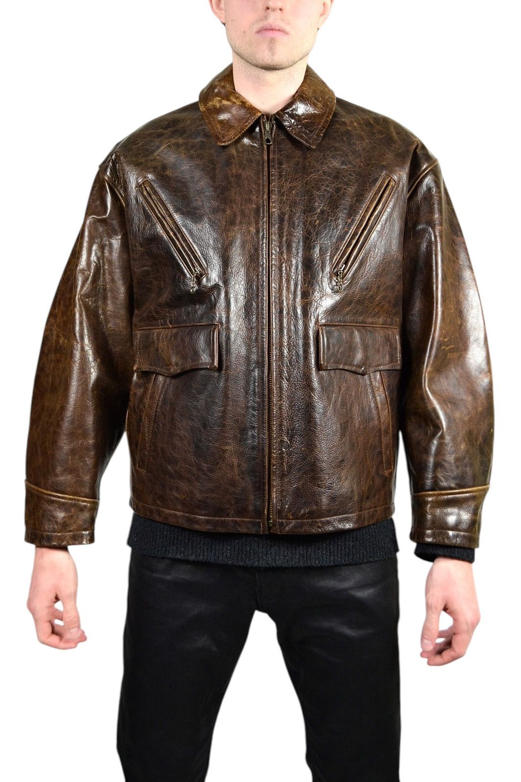 Avirex 90s Vintage Redskins B32 Leather Military Bomber Jacket Size US XL / EU 56 / 4 - 3 Thumbnail