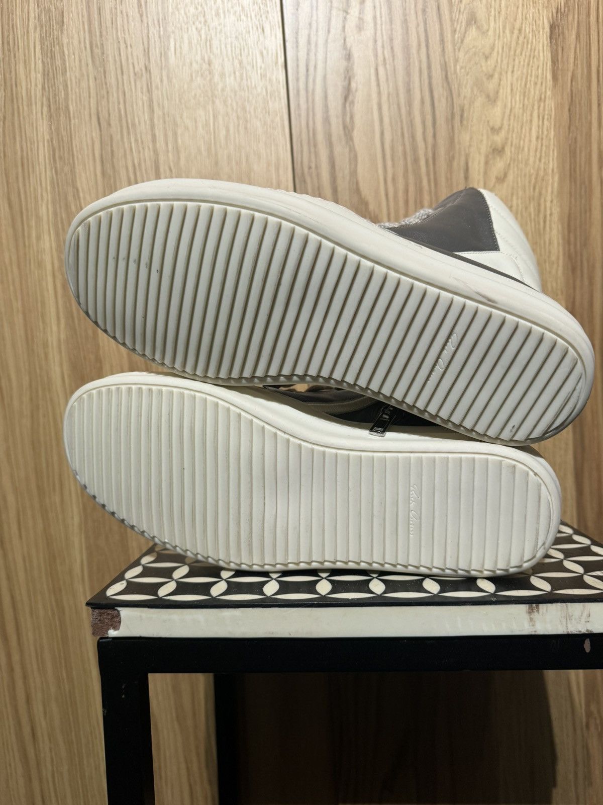Rick Owens NEW MAINLINE DUST / MILK GEOBASKET JUMBO LACE LEATHER 43 Size US 10 / EU 43 - 8 Thumbnail