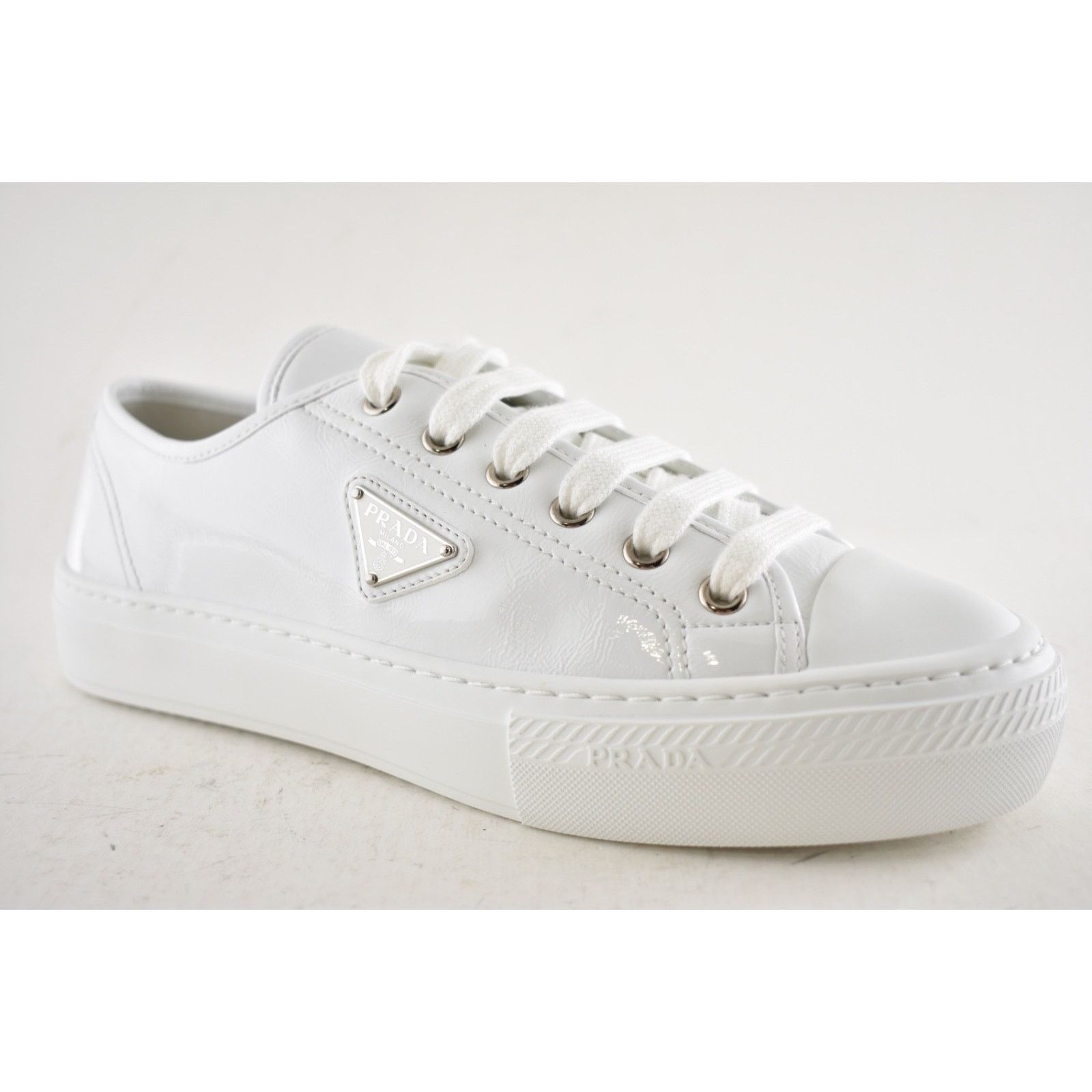 Prada Prada Smash Patent Logo Lace Up Flat Low Top Sneaker 36.5 Size US 6.5 / IT 36.5 - 7 Thumbnail