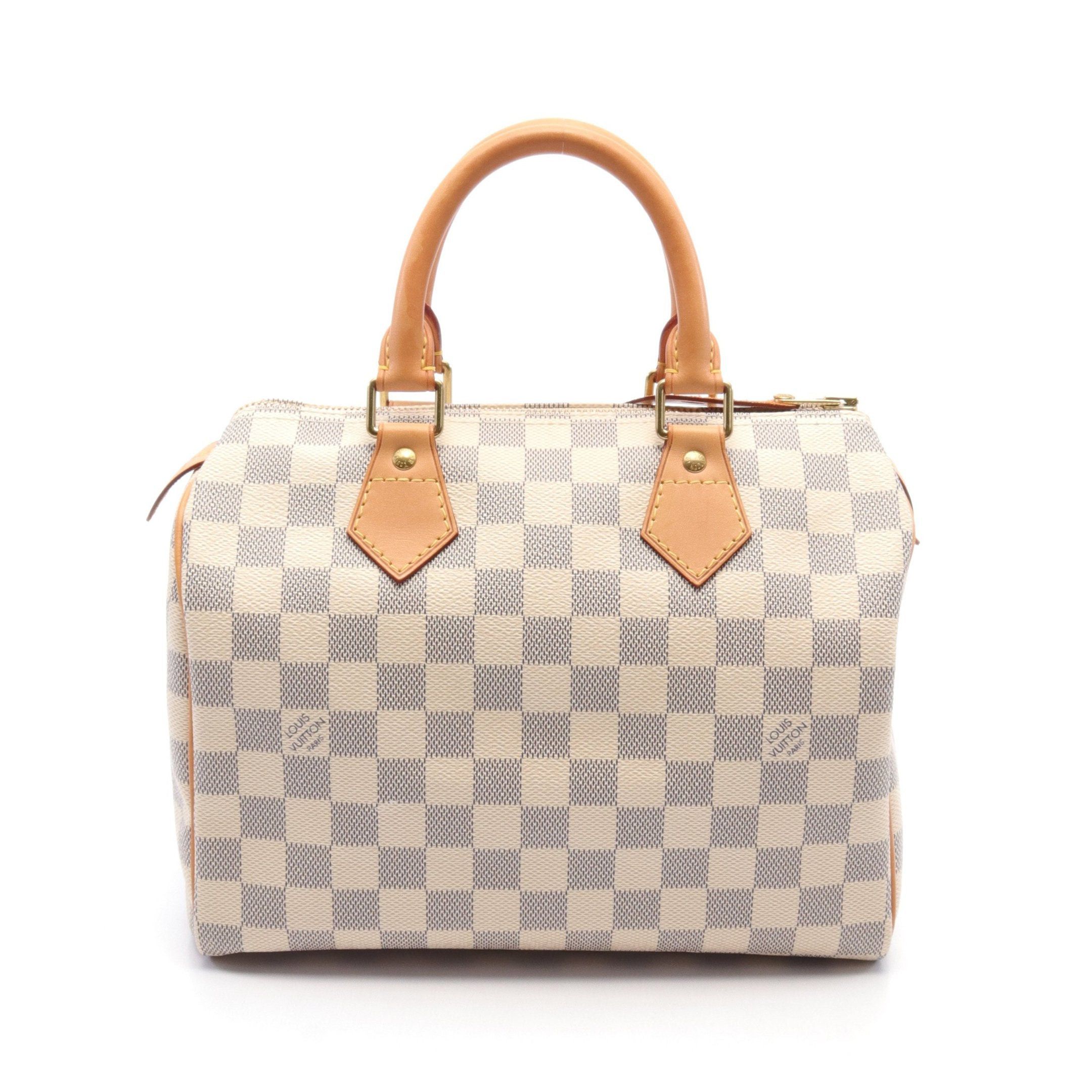 Louis Vuitton Louis Vuitton Speedy 25 Damier Azur Handbag Leather White Size ONE SIZE - 1 Thumbnail