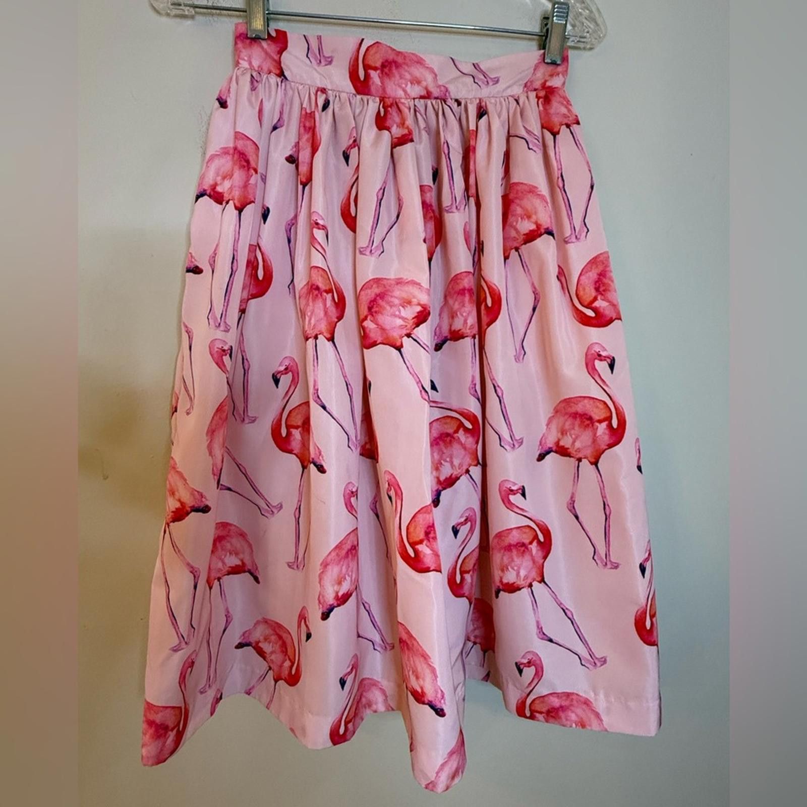 Other Party Skirts pink flamingo pleated full midi skirt SZ XS Size 26" / US 2 / IT 38 - 1 Thumbnail