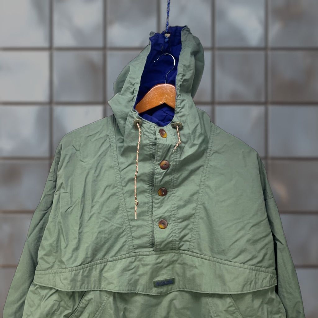 VINTAGE Columbia Hooded Windbreaker Anorak Jacket L Green 90s Mens Regular Jacket Weather All Seasons Zip