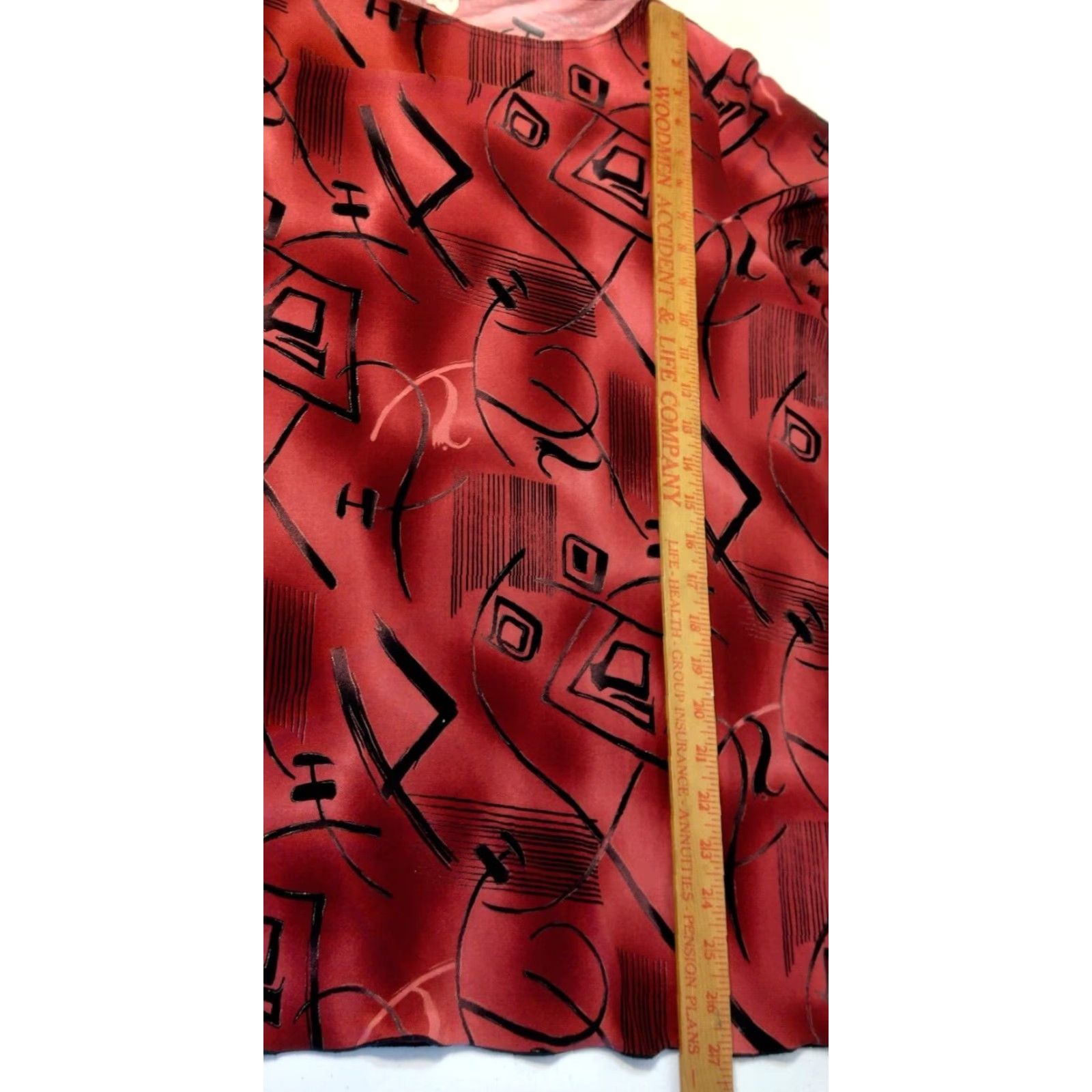 4SDESIGNS VINTAGE Abstract MKM Designs Shirt 2XL Plus Size Tunic Red Fultter Sleeve Gold Flaws Size XXL / US 16-18 / IT 52-54 - 6 Thumbnail