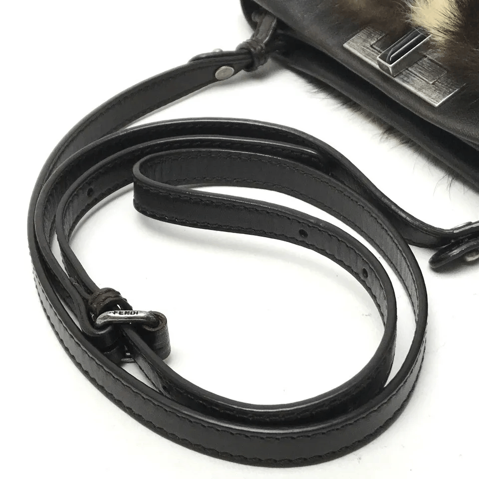 Fendi FENDI Peek-A-Boo Shoulder Bag with Fur Dark Brown Size ONE SIZE - 3 Thumbnail