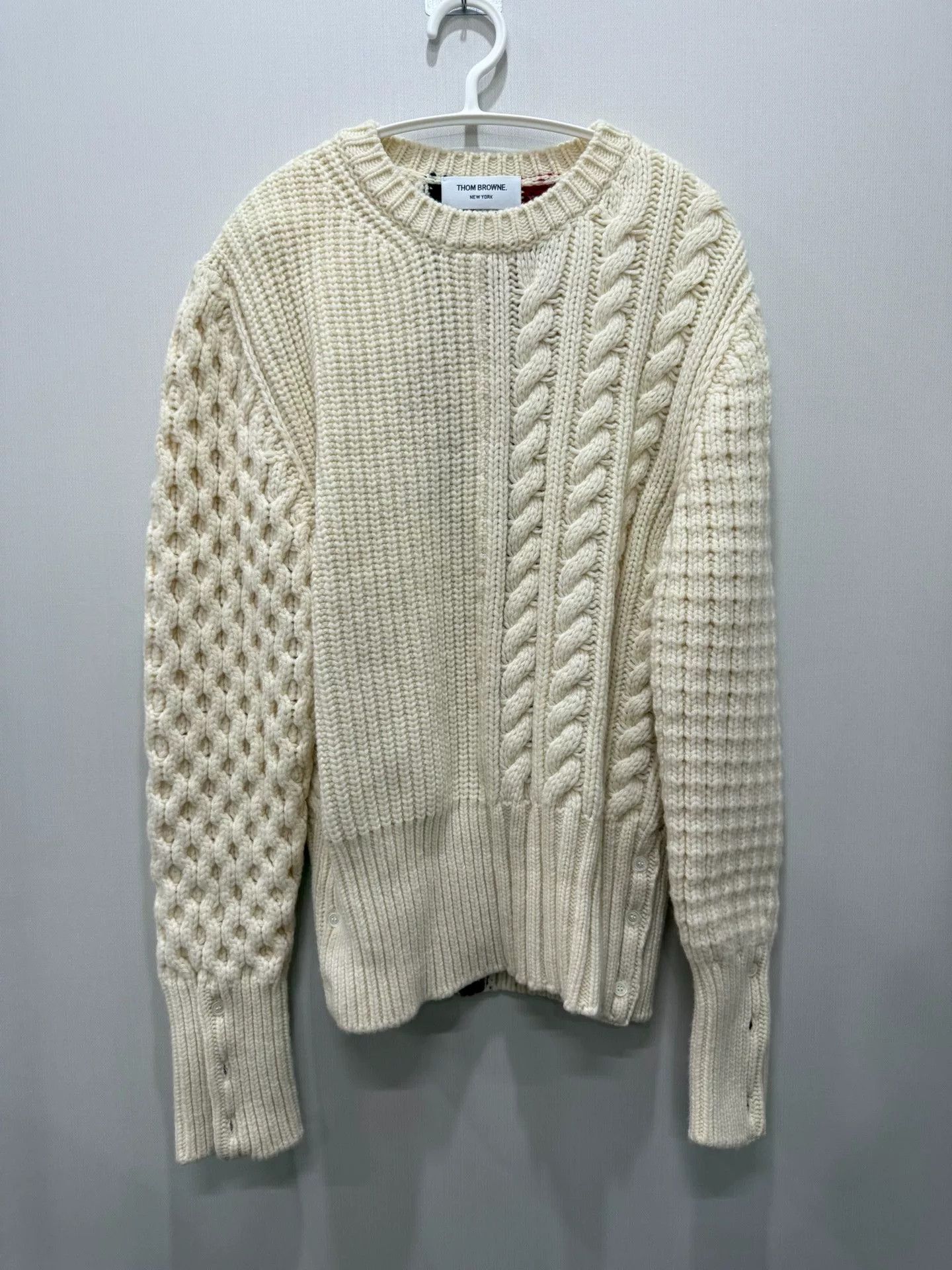 Thom Browne Thom Browne Beige Wool Sweater Size US S / EU 44-46 / 1 - 1 Thumbnail