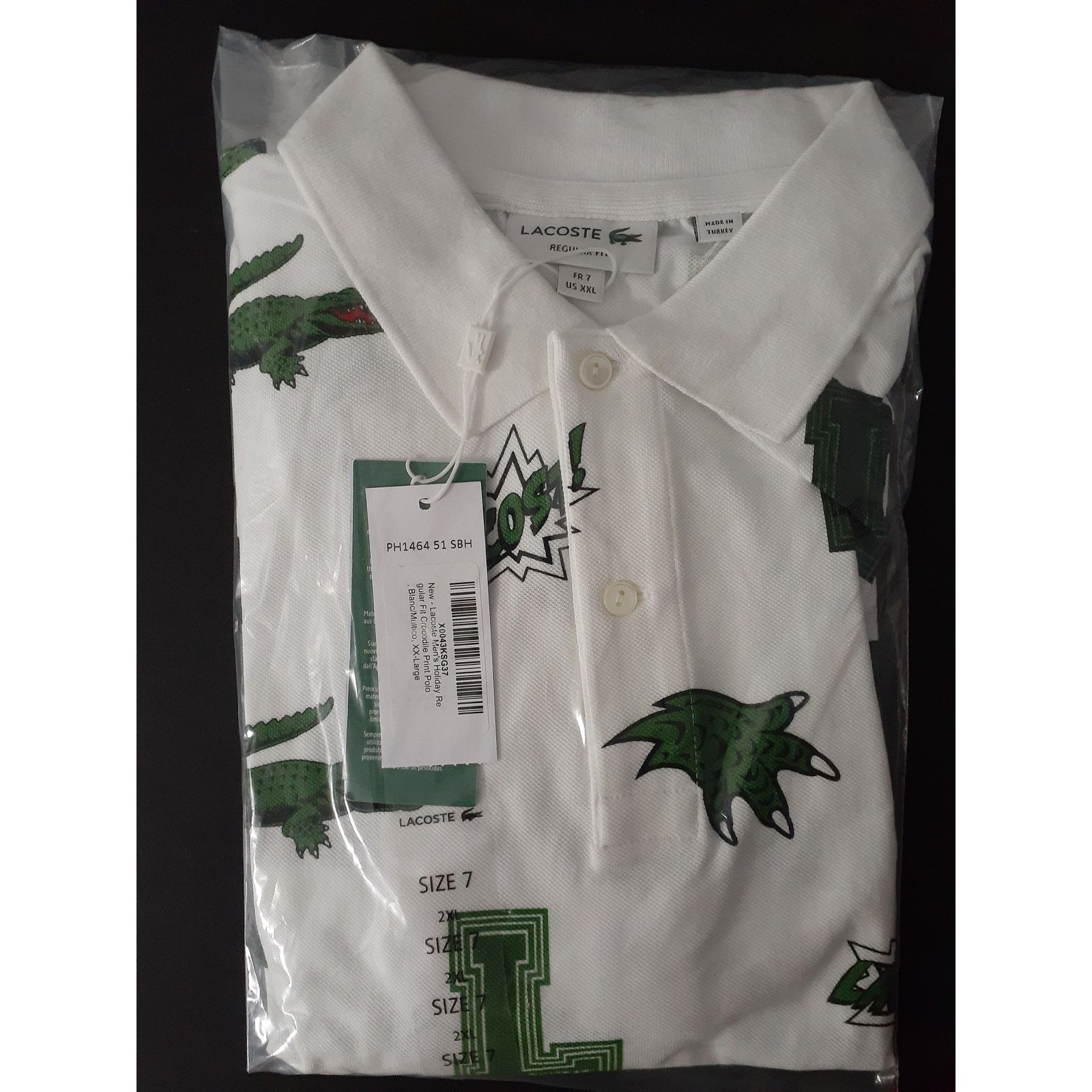 Lacoste Lacoste Men's Regular Fit Crocodile Print Polo Blanc 2XL Size US XXL / EU 58 / 5 - 2 Thumbnail