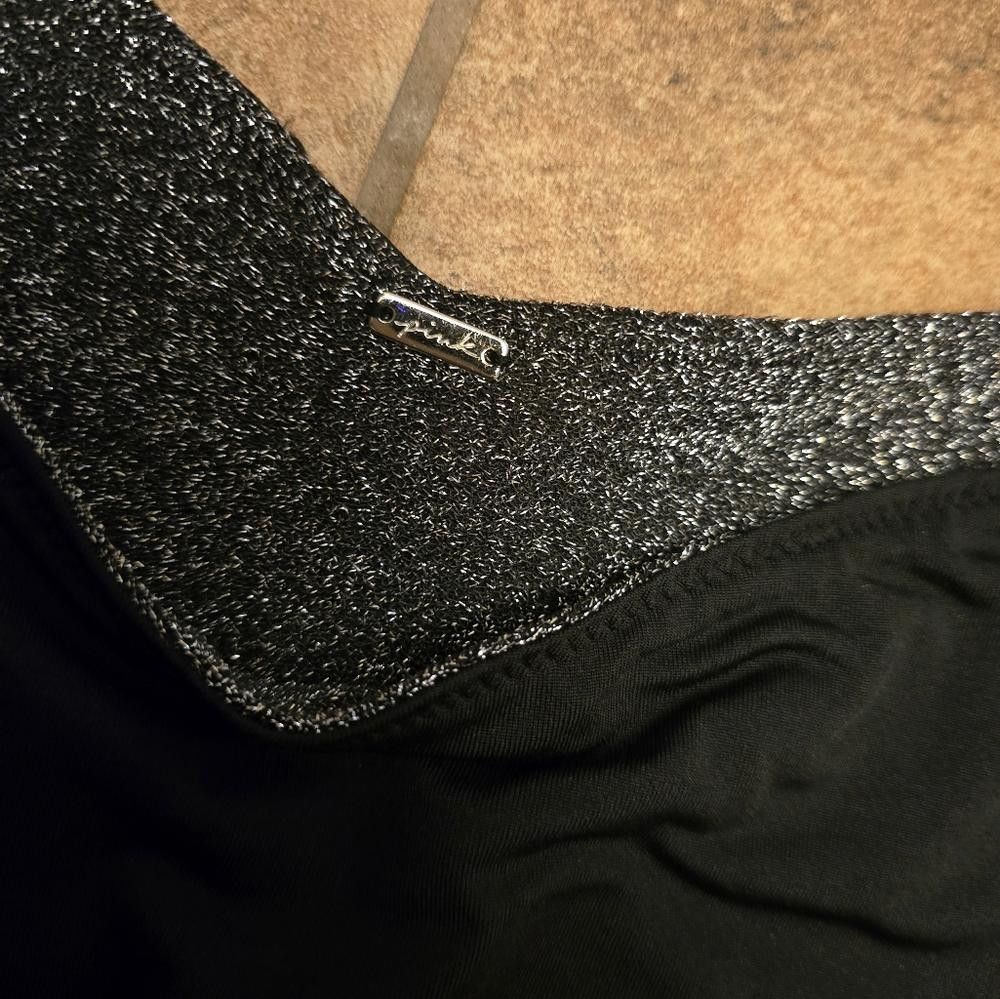 Designer Black Sparkle High Waisted VS Bikini Bottoms Size ONE SIZE - 4 Thumbnail