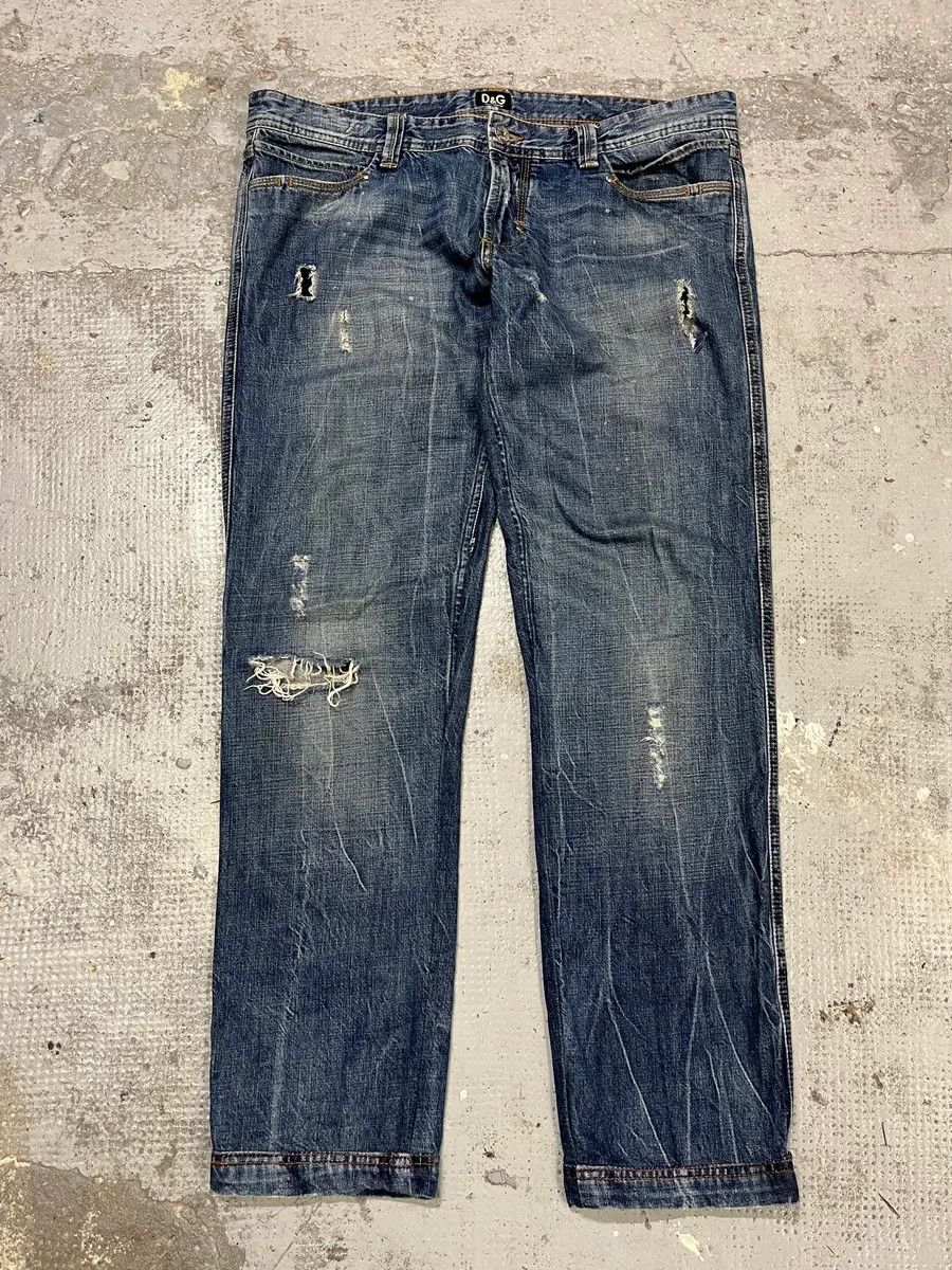 Dolce & Gabbana 2000s Dolce & Gabbana Blue Distressed Denim Jeans Size US 34 / EU 50 - 2 Thumbnail