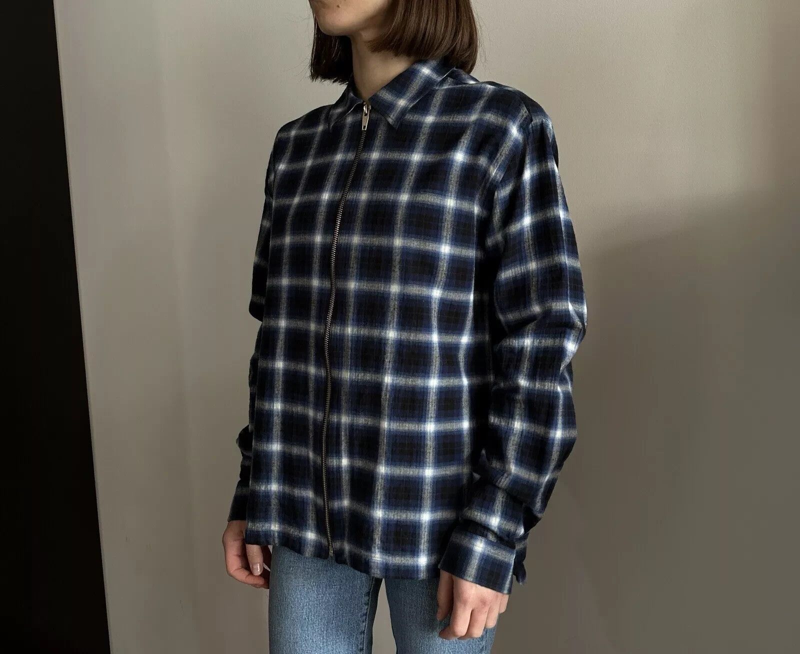 The Kooples The Kooples Check Zip Relaxed Shirt Blue mens Size S Size US S / EU 44-46 / 1 - 5 Thumbnail