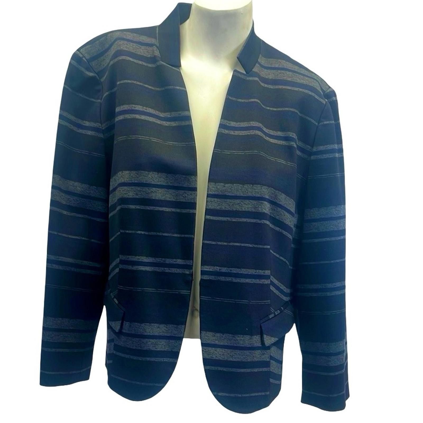 Nine West Nine West Women's Striped Black,Navy and Gray Blazer size 14 Size XL / US 12-14 / IT 48-50 - 1 Thumbnail