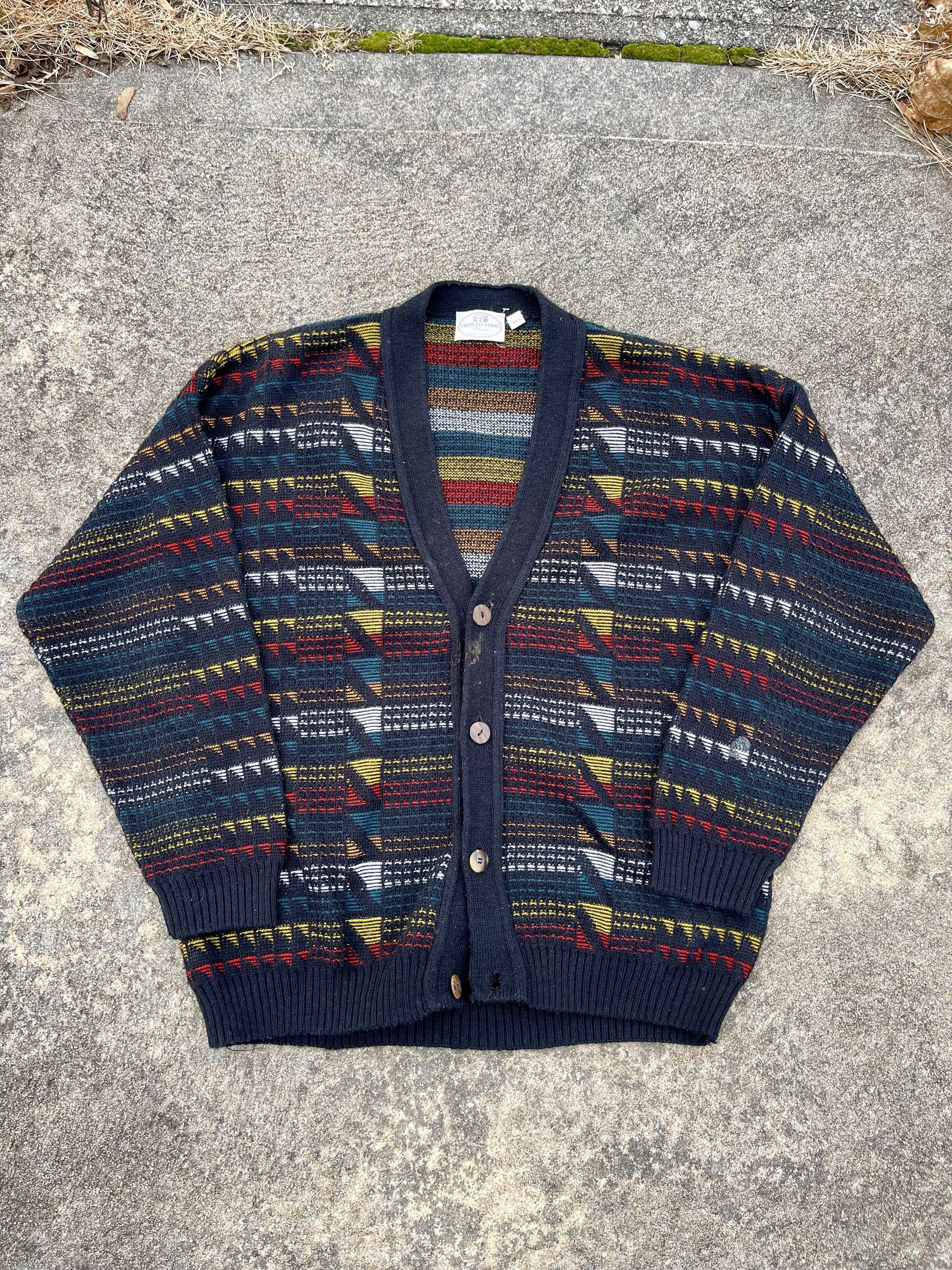 Vintage 1990's Vintage 3D Cable Knit Retro Cardigan Sweater Size US M / EU 48-50 / 2 - 1 Thumbnail