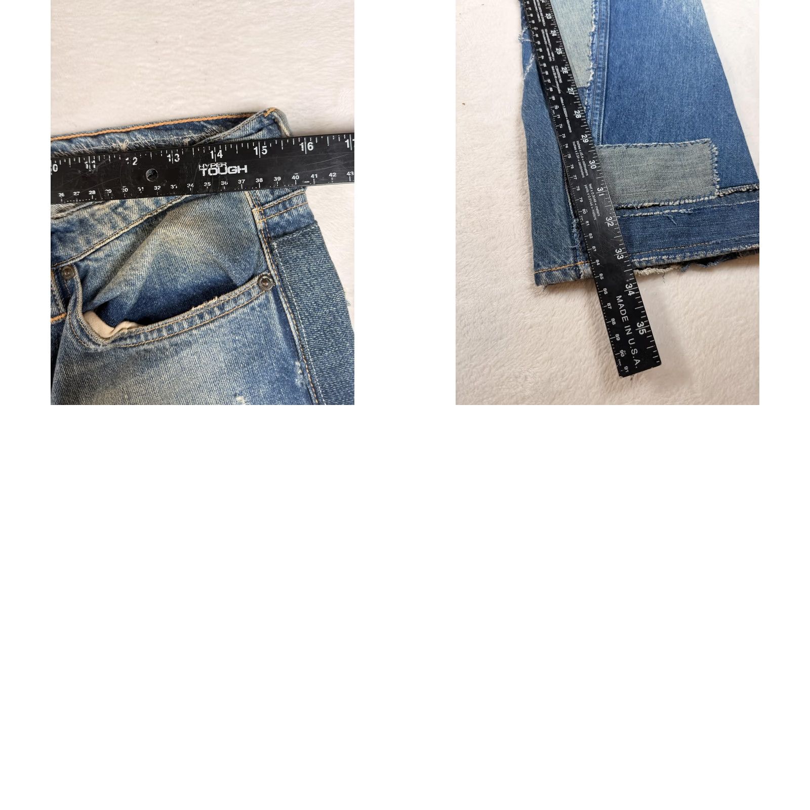 Ralph Lauren Ralph Lauren Jeans 29x32 Blue Patchwork Distressed Plaid Straight R01002 Men Jeans Slim Fit Regular 29x32 Vintage No Size US 29 - 11 Thumbnail
