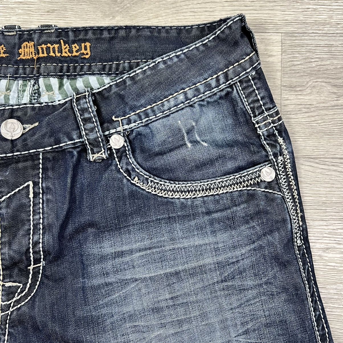 Other Blue Monkey Straight Leg Jeans Blue Denim Fleur De Lis Sz 36 Size US 36 / EU 52 - 6 Thumbnail