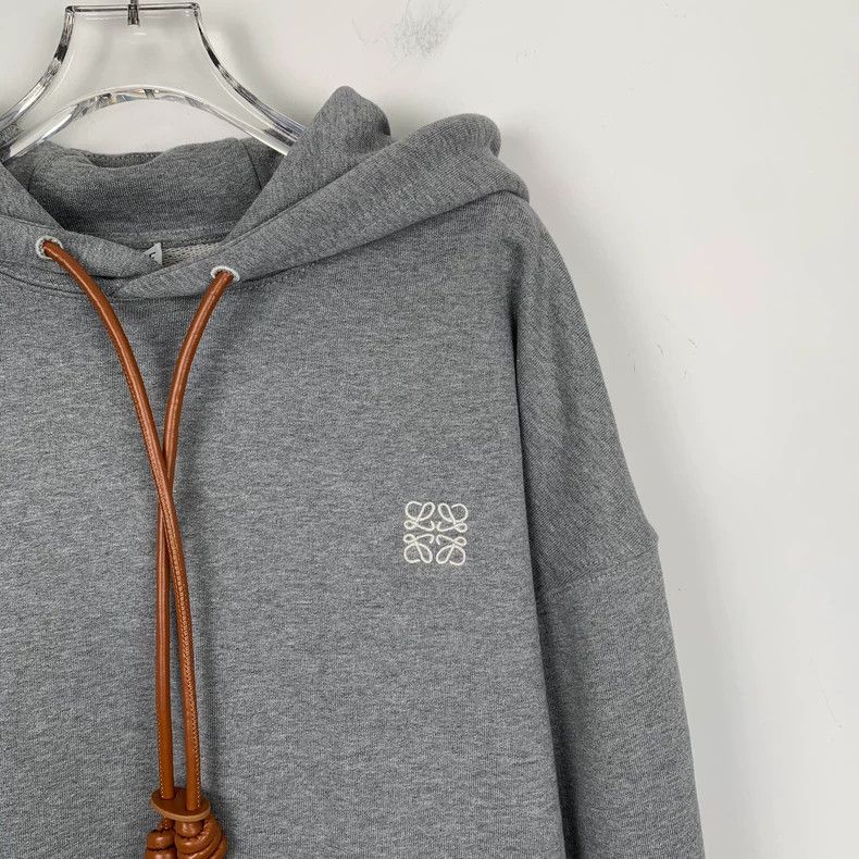 Loewe Loewe Gray logo embroidered cotton hooded drawstring long Size S / US 4 / IT 40 - 3 Thumbnail