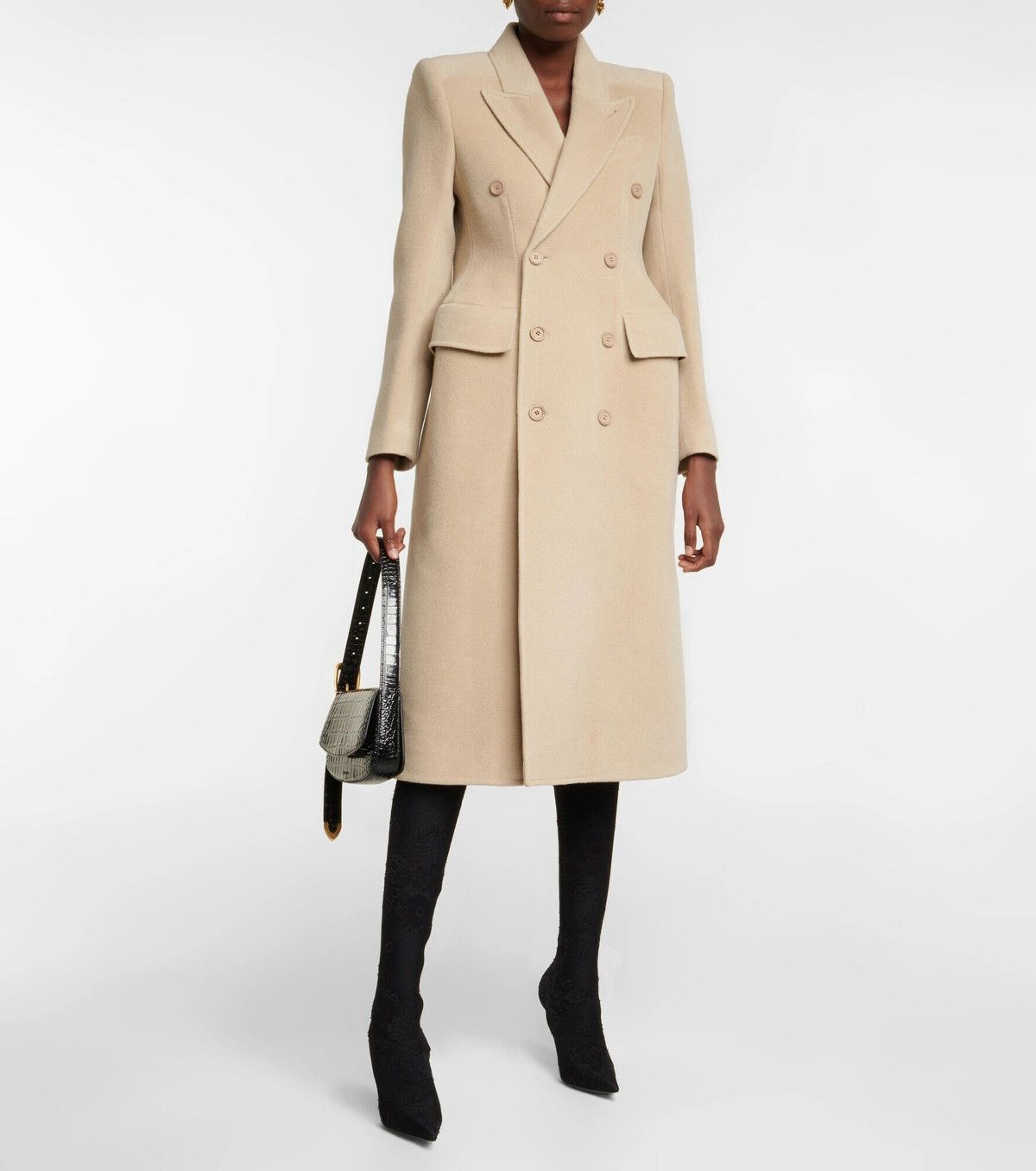 Balenciaga o1mt1gz0924 Hourglass Coat in Beige Size XS / US 0-2 / IT 36-38 - 2 Thumbnail