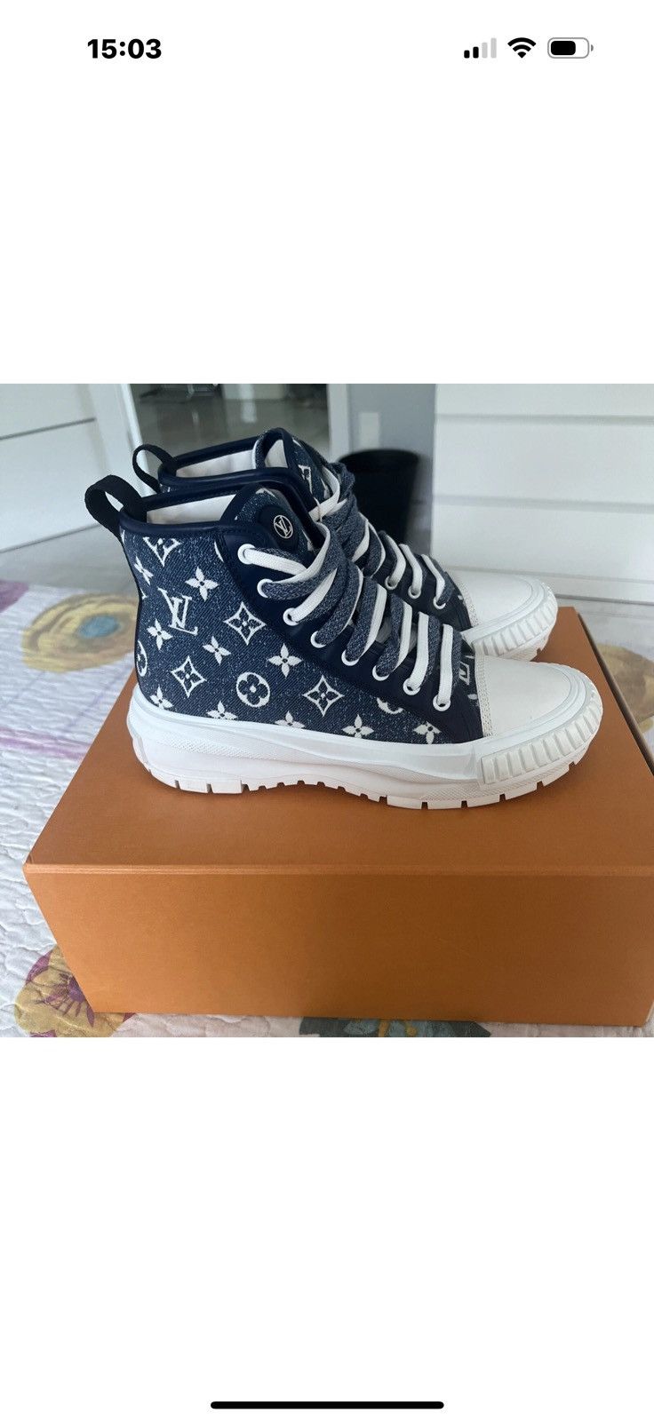 Louis Vuitton Louis Vuitton Squad Snickers Boot Monogram Denim NavyBlue Size US 8 / IT 38 - 3 Thumbnail