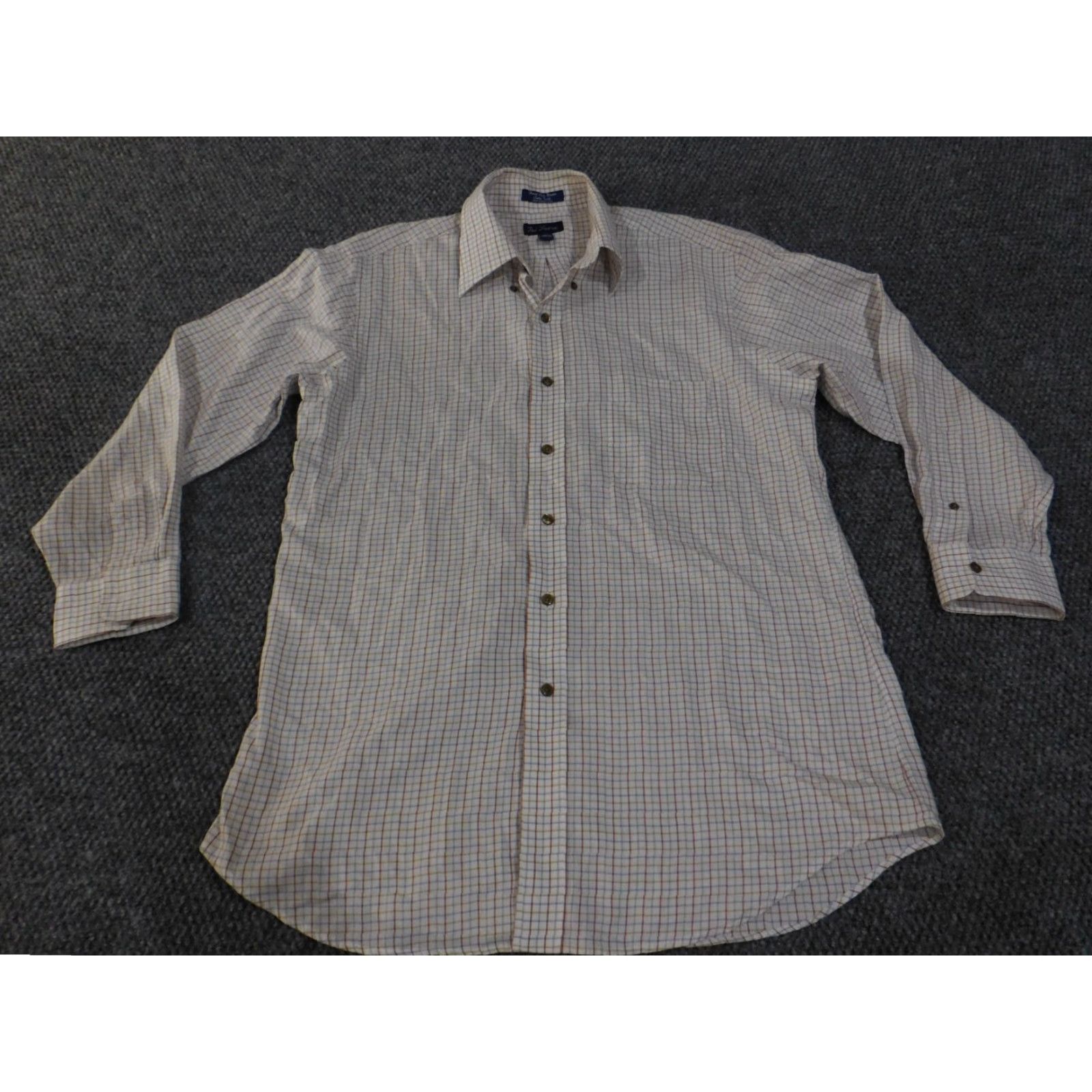 Vintage Paul Fredrick Dress Shirt Mens 15.5 White Plaid Button-Down Collar Shirt Size 42R - 5 Thumbnail