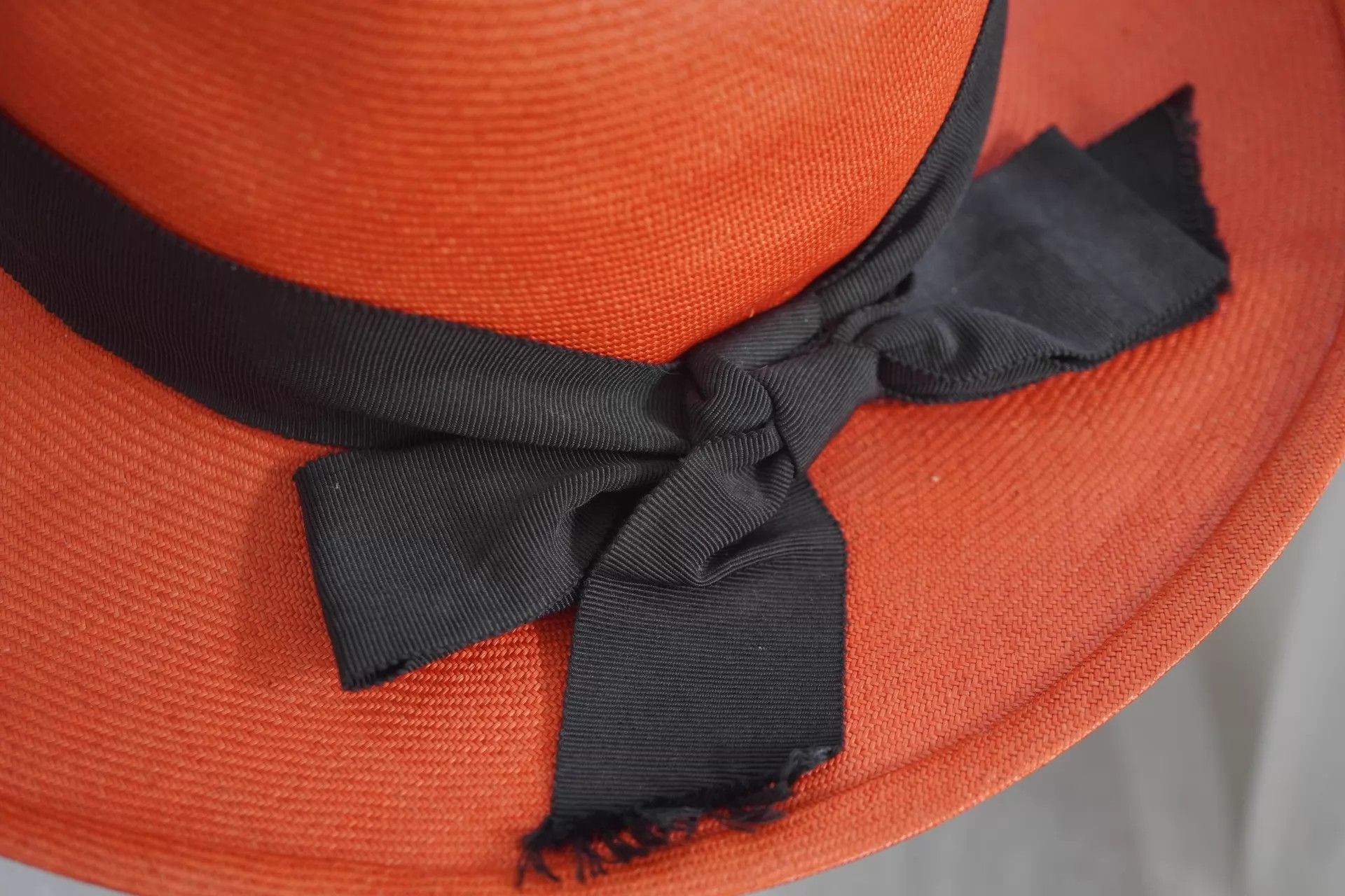 Chanel Chanel 80s Rare Orange-Red Wide-Brim Straw Hat 57 Size ONE SIZE - 8 Thumbnail