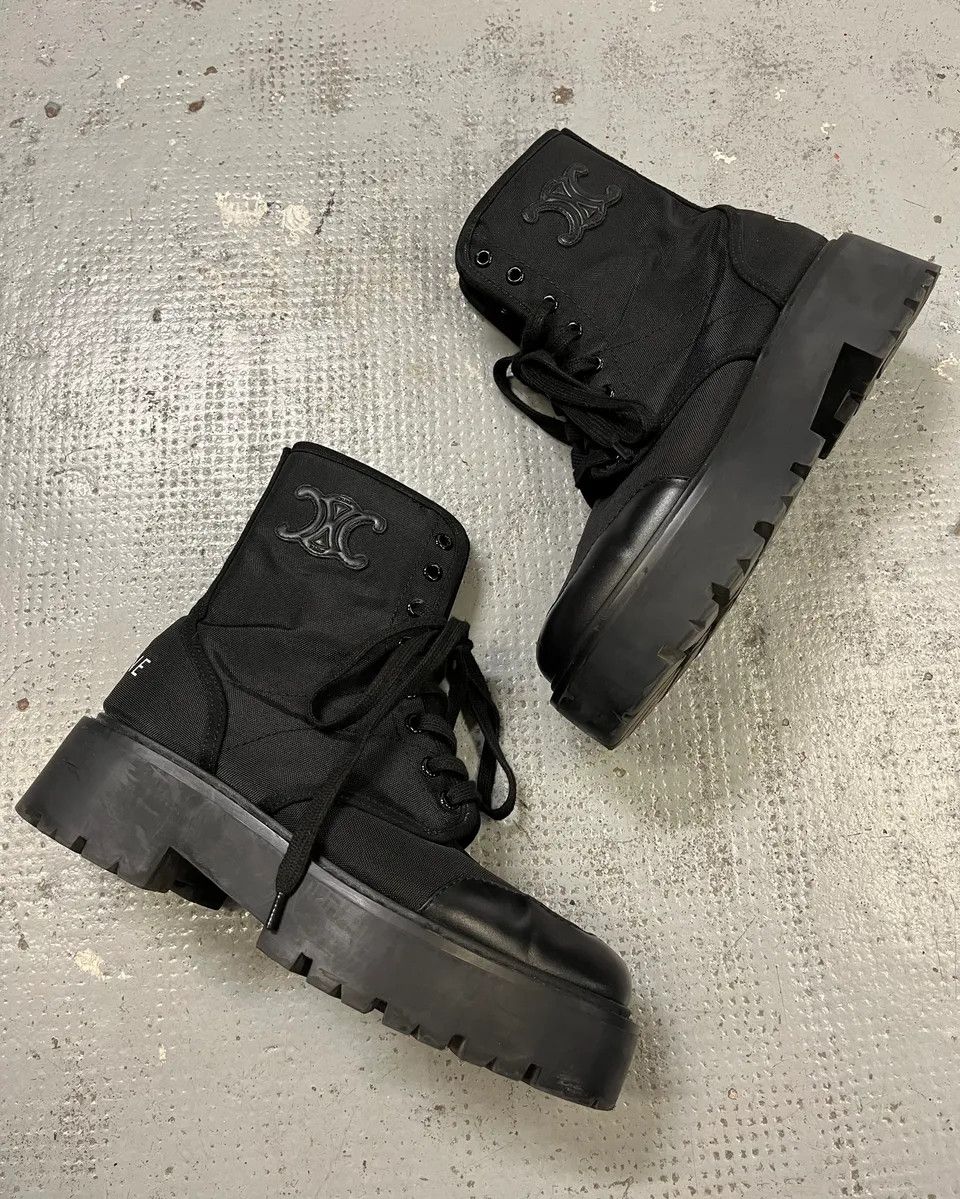 Celine Celine Black Nylon Lug Sole Boots Size US 7 / EU 40 - 2 Thumbnail