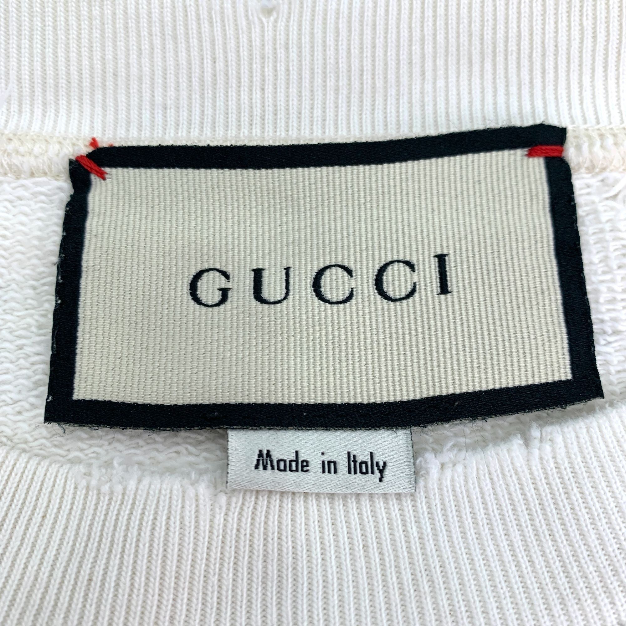 Gucci H9336 Gucci Distressed Cropped Sweatshirt With "Thank" Print Size S / US 4 / IT 40 - 6 Thumbnail