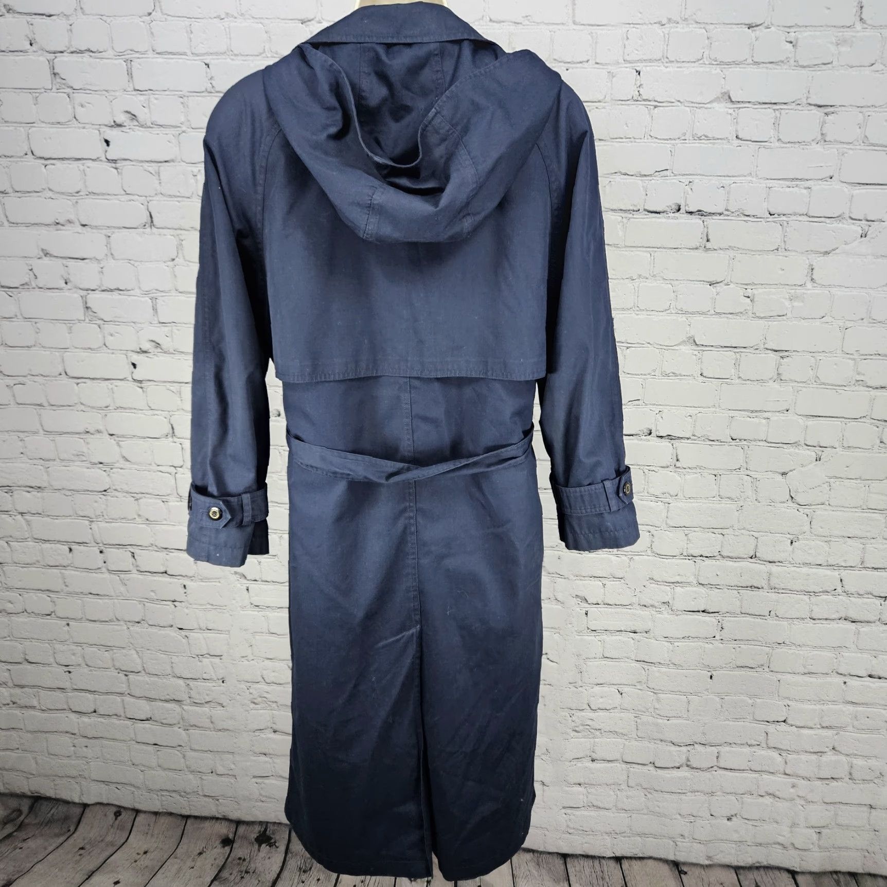 Vintage VINTAGE F.S.L Collection Coat Belted Hooded Removable Lining Trench Navy Blue 8P Women Size M / US 6-8 / IT 42-44 - 2 Thumbnail