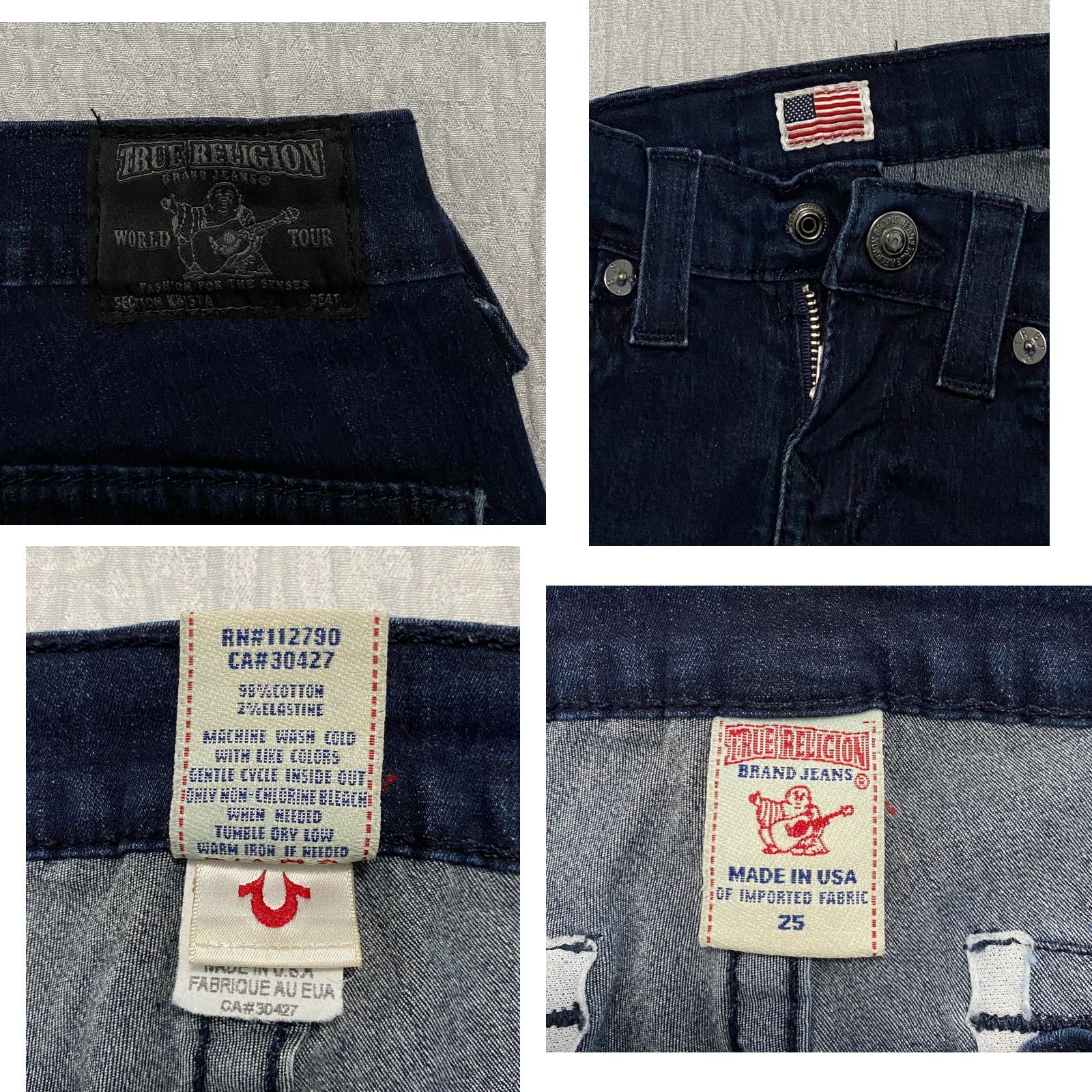 True Religion VINTAGE True Religion Krista Skinny Jeans 25 Blue Cargo Ankle Zip Made in USA Size 26" / US 2 / IT 38 - 8 Thumbnail